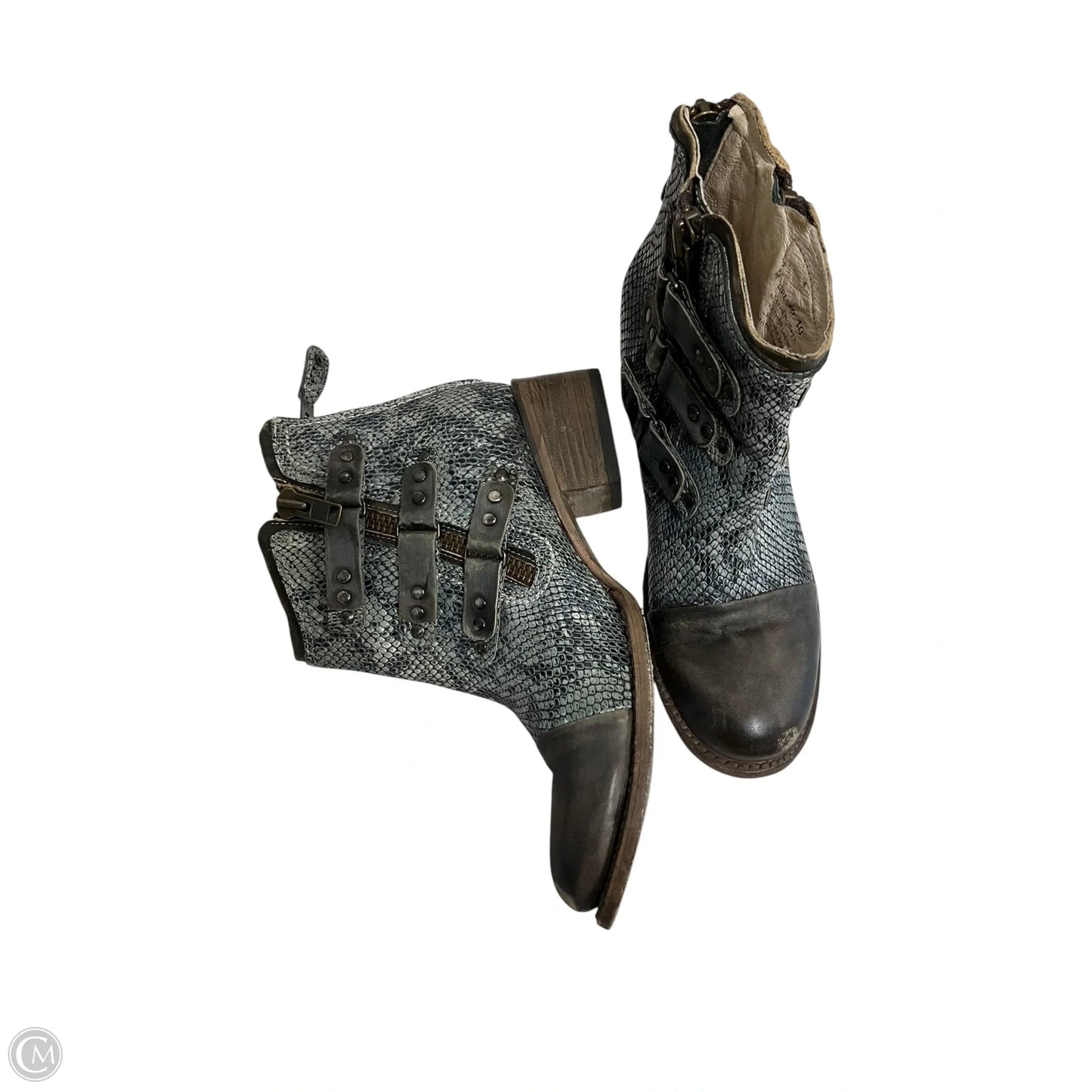 Boots Ankle Heels By Freebird In Snakeskin Print, Size: 10