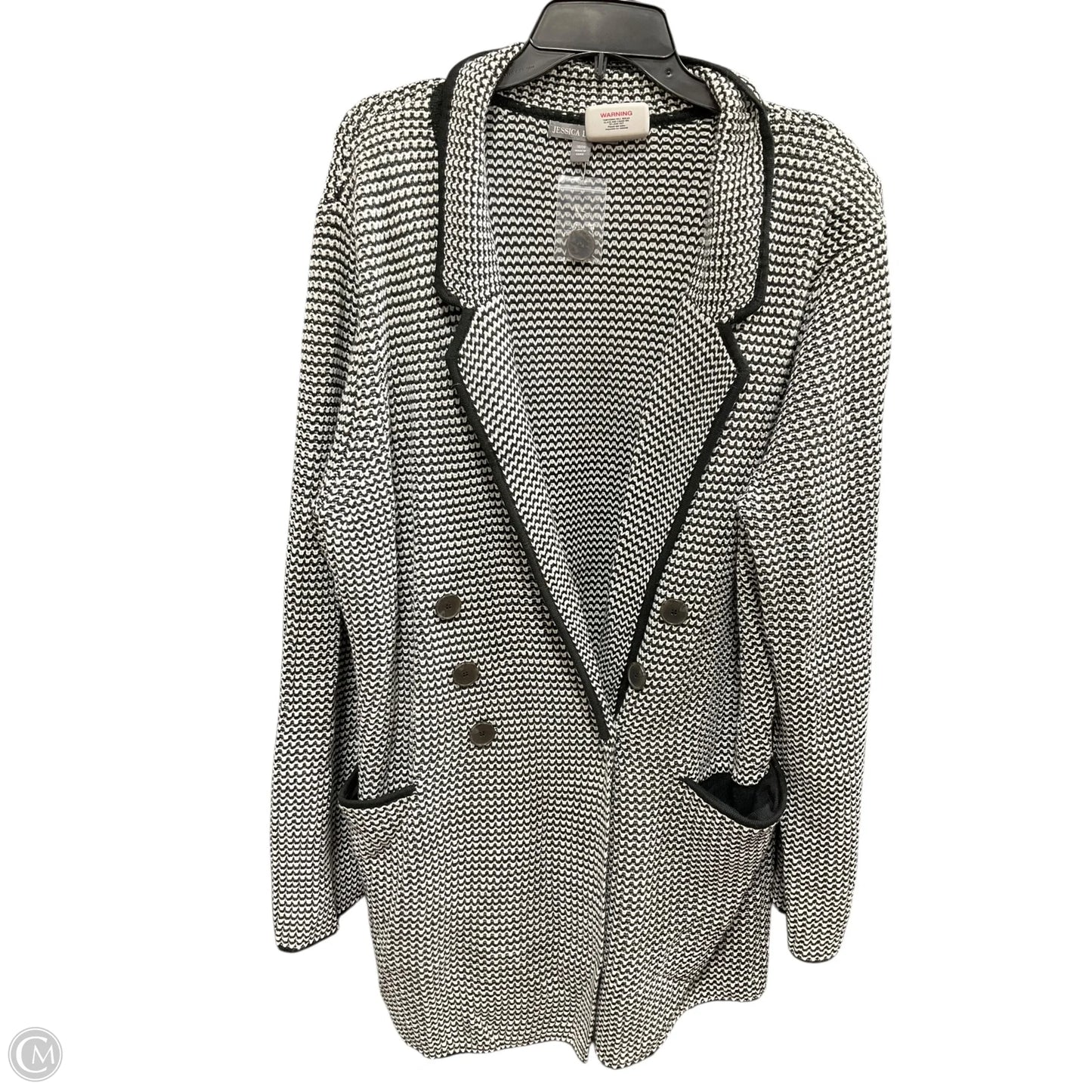 Sweater Cardigan By Jessica London In Checkered Pattern, Size: Xl