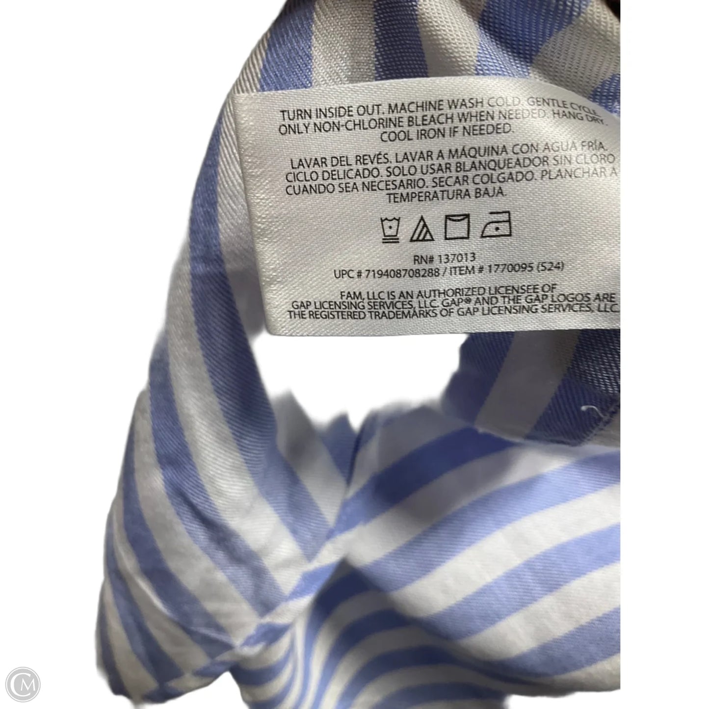Top Short Sleeve By Gap In Striped Pattern, Size: L