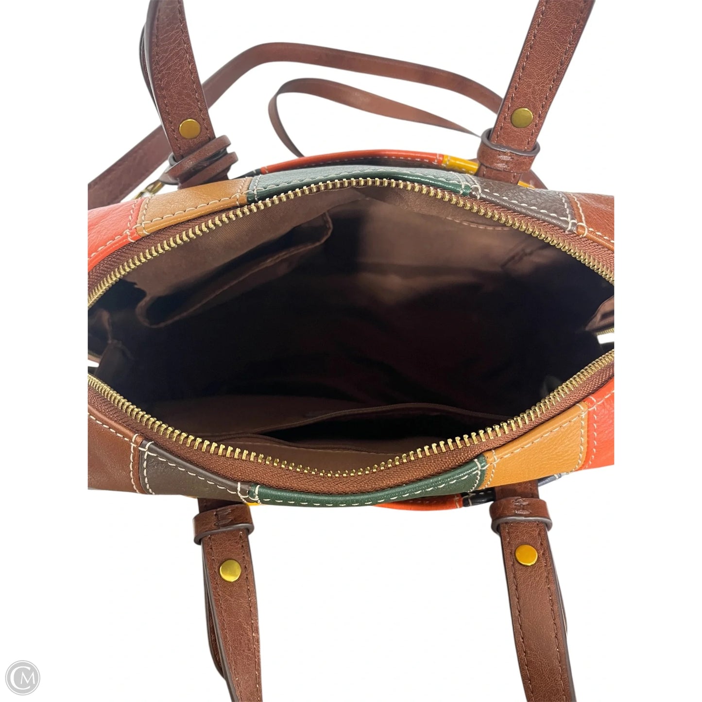 Handbag Leather By Fossil, Size: Medium