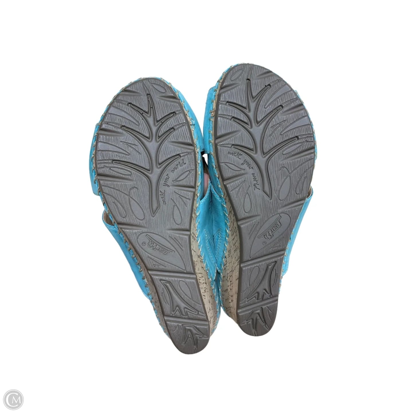 Sandals Heels Wedge By Earth In Teal, Size: 8