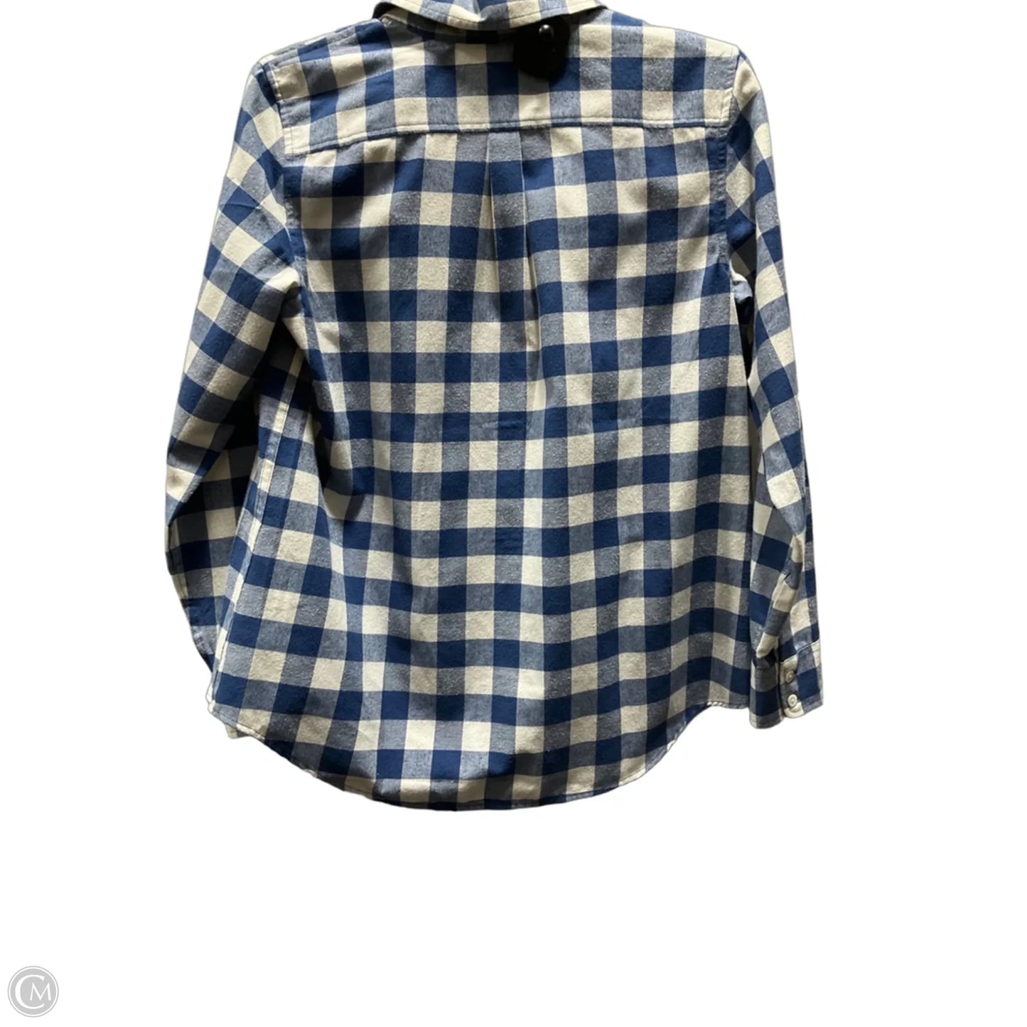 Blouse Long Sleeve By Vineyard Vines In Blue & Cream, Size: 2