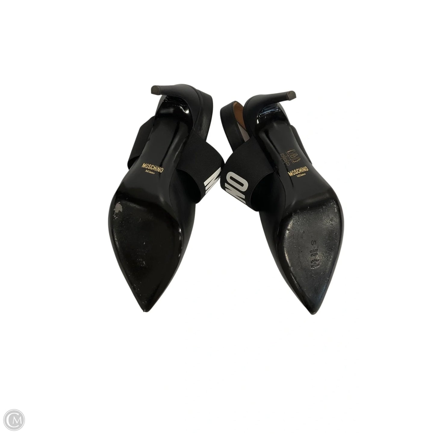 Shoes Luxury Designer By Moschino In Black, Size: 9