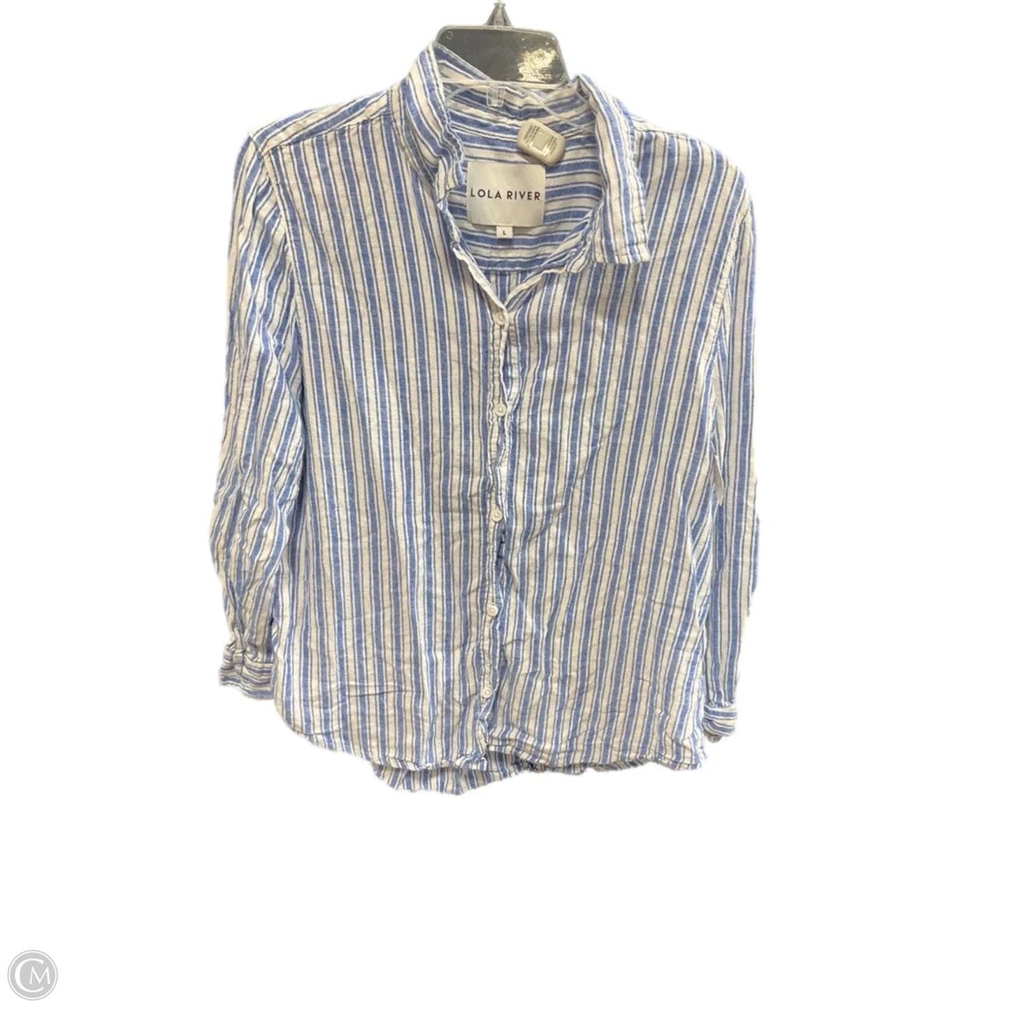 Blouse Long Sleeve By Lola River In Striped Pattern, Size: L