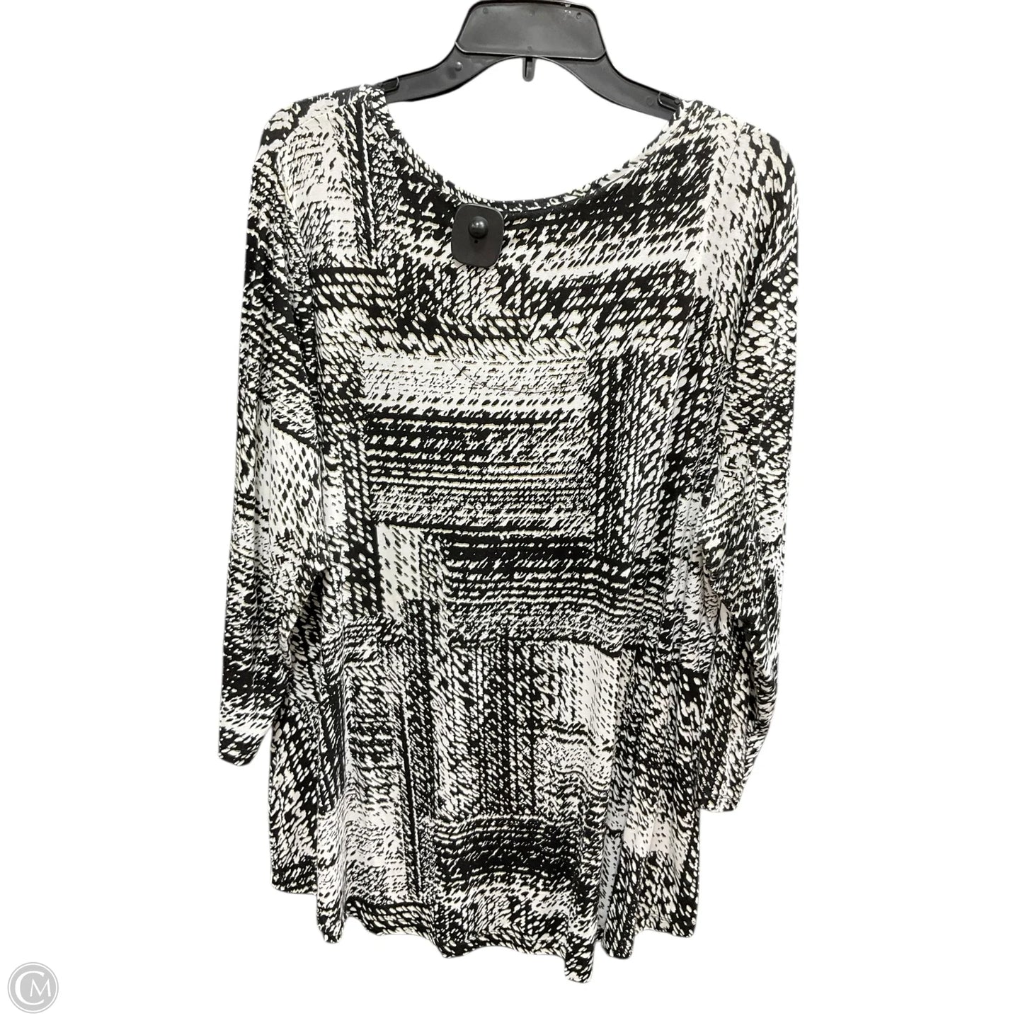 Top Long Sleeve By Jm Collections In Black & White, Size: 2x