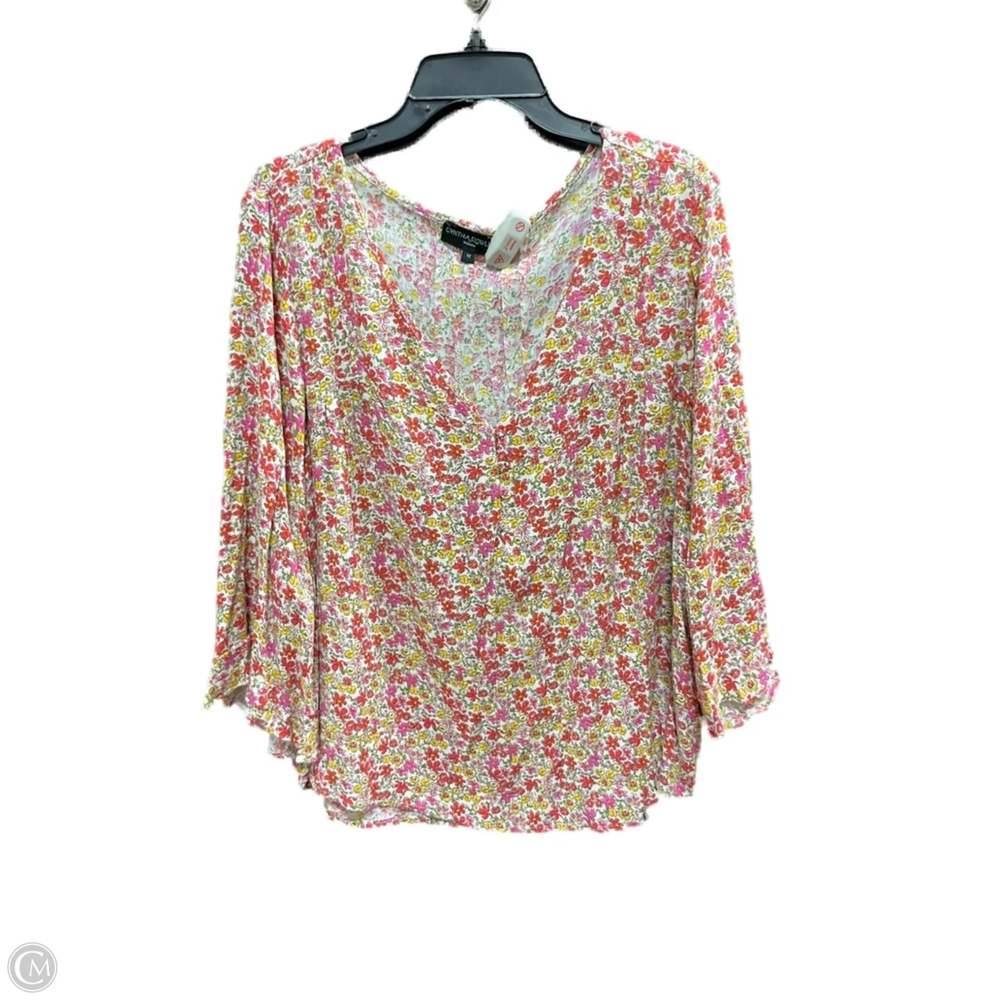 Top 3/4 Sleeve By Cynthia Rowley In Floral Print, Size: 1x