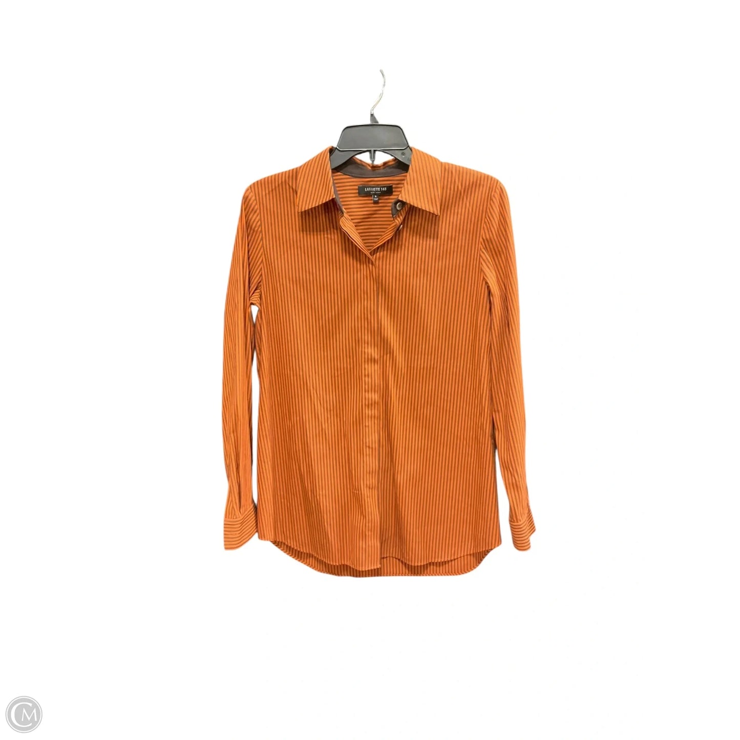 Blouse Designer By Lafayette 148 In Striped Pattern, Size: S