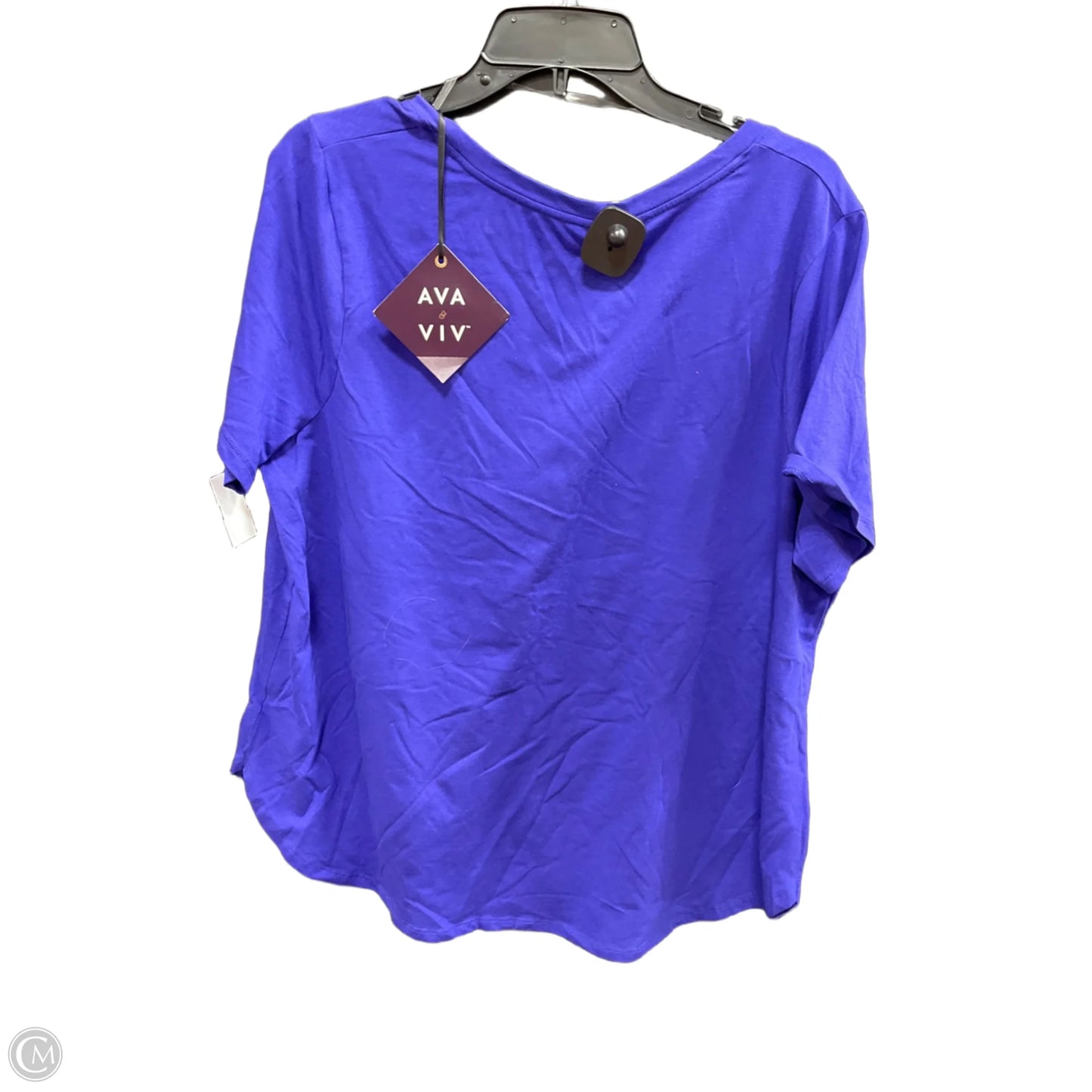 Top Short Sleeve By Ava & Viv In Navy, Size: 1x