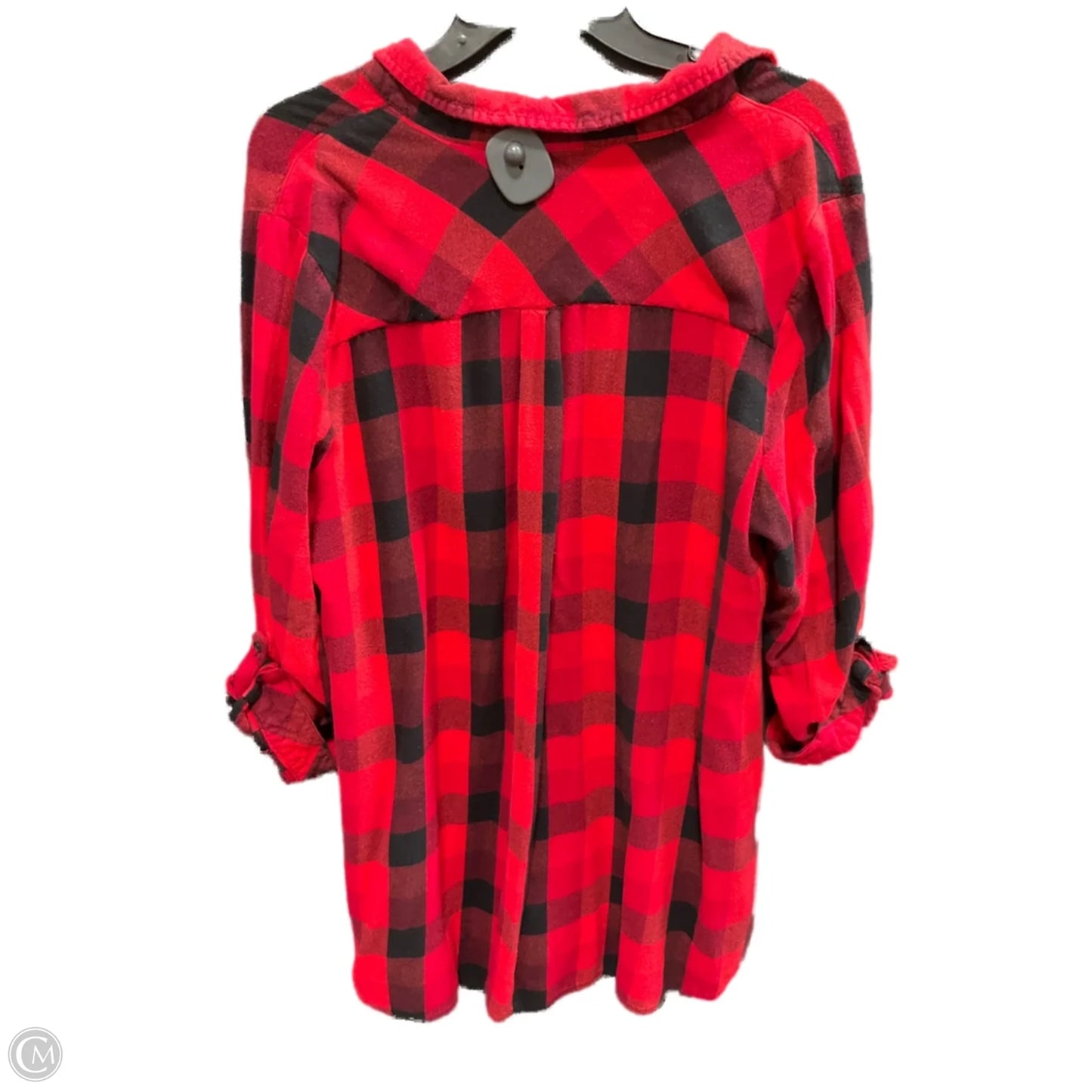 Blouse 3/4 Sleeve By Cato In Black & Red, Size: 2x