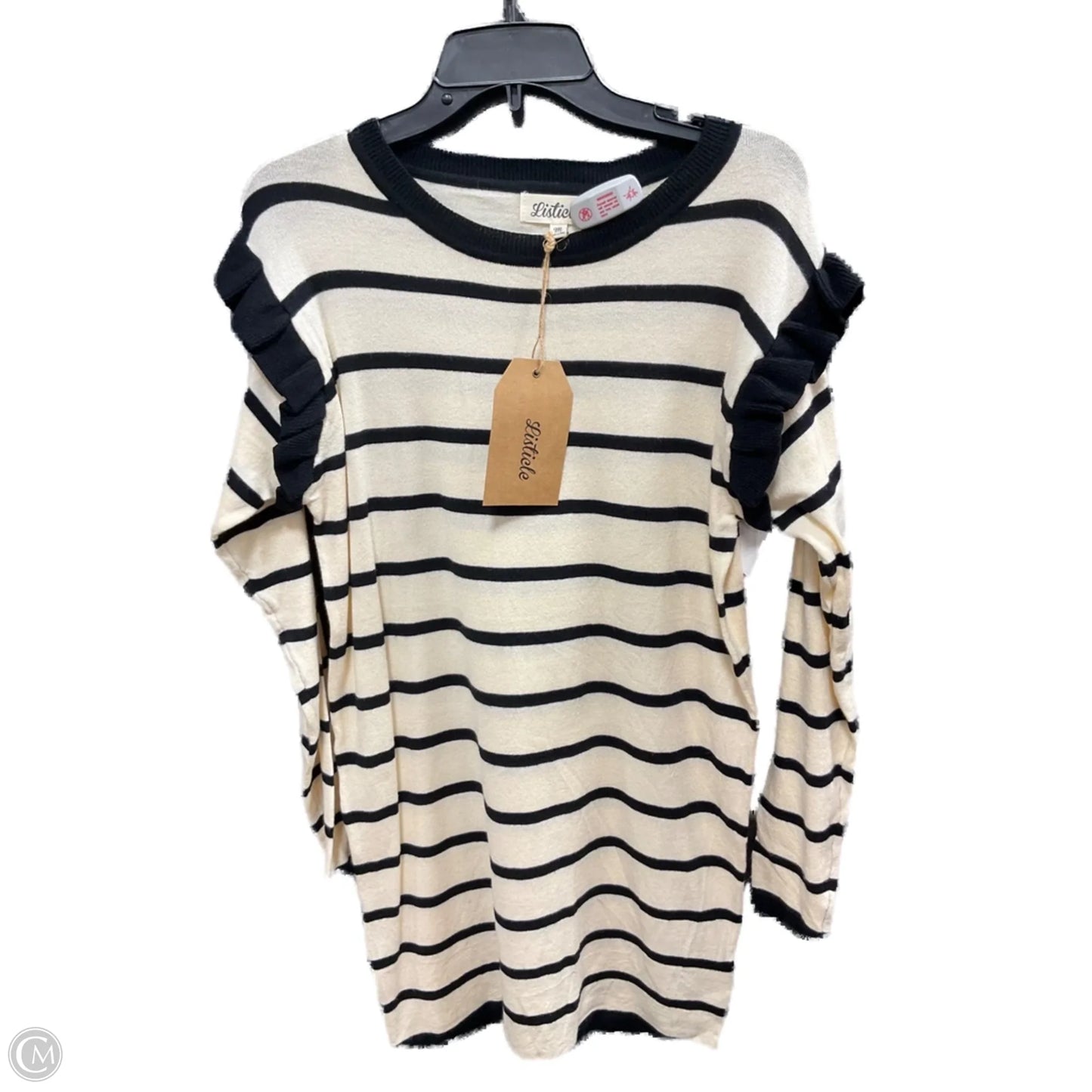 Top Long Sleeve By Listicle In Striped Pattern, Size: M