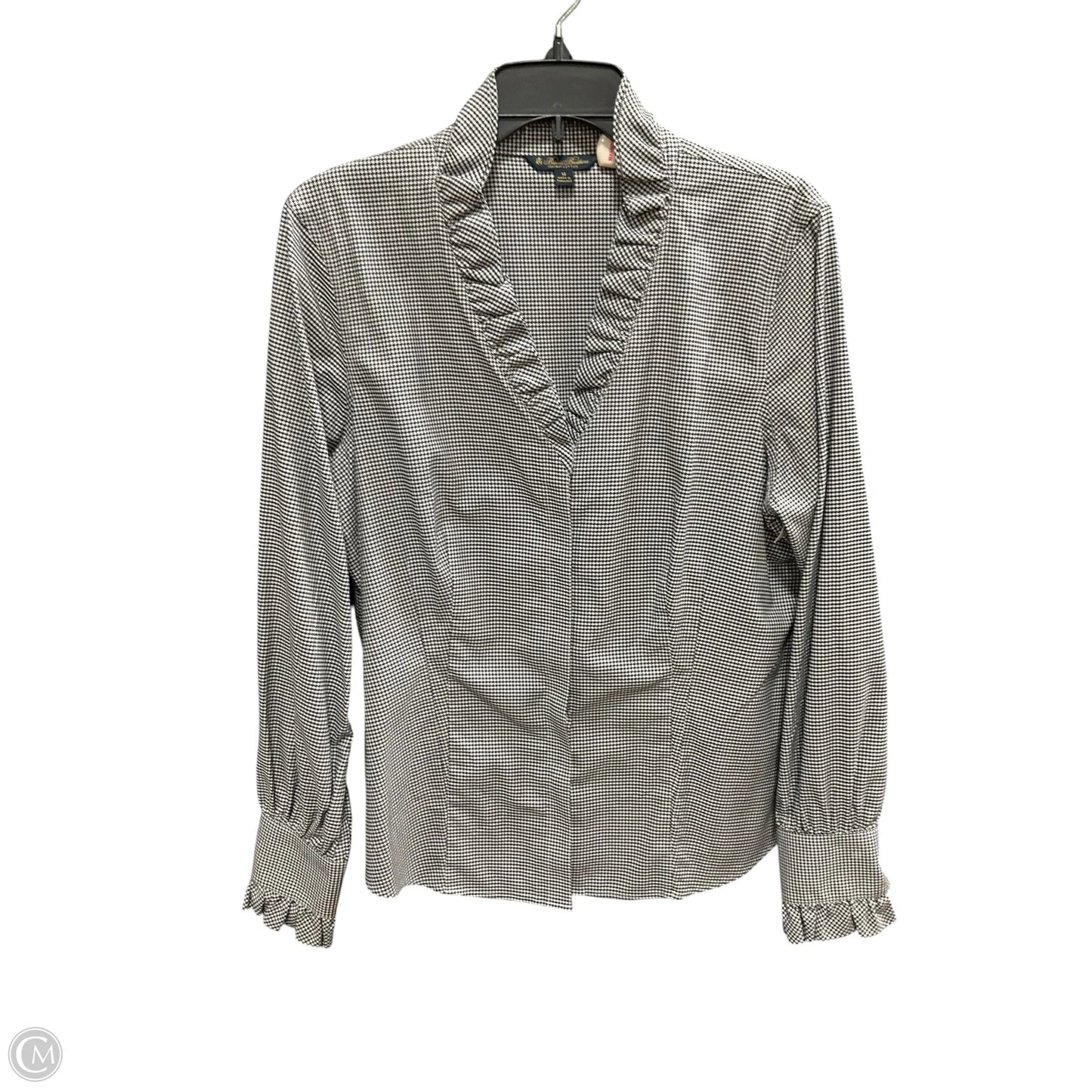 Blouse Long Sleeve By Brooks Brothers In Black & White, Size: 14