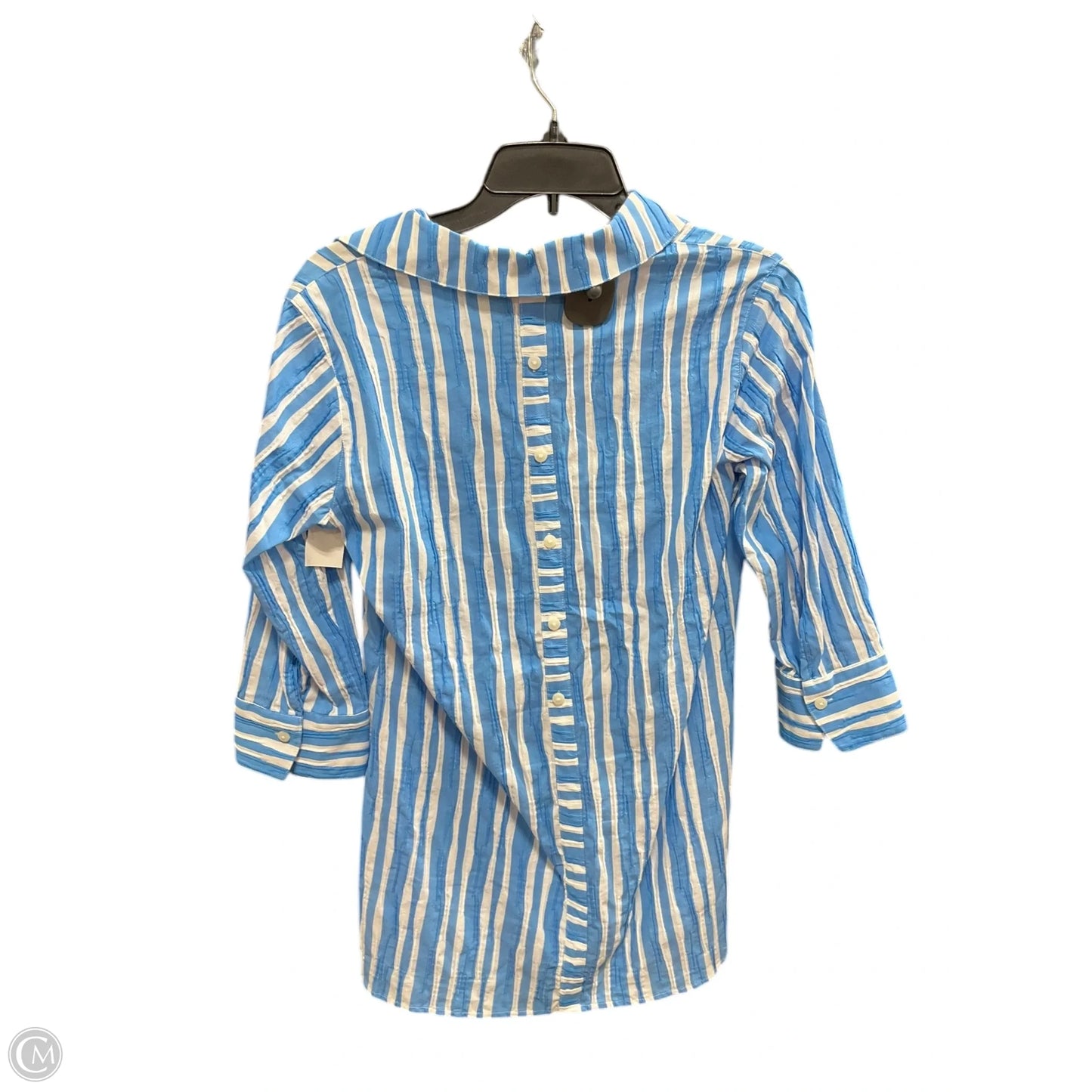 Blouse Long Sleeve By Foxcroft In Blue, Size: 4