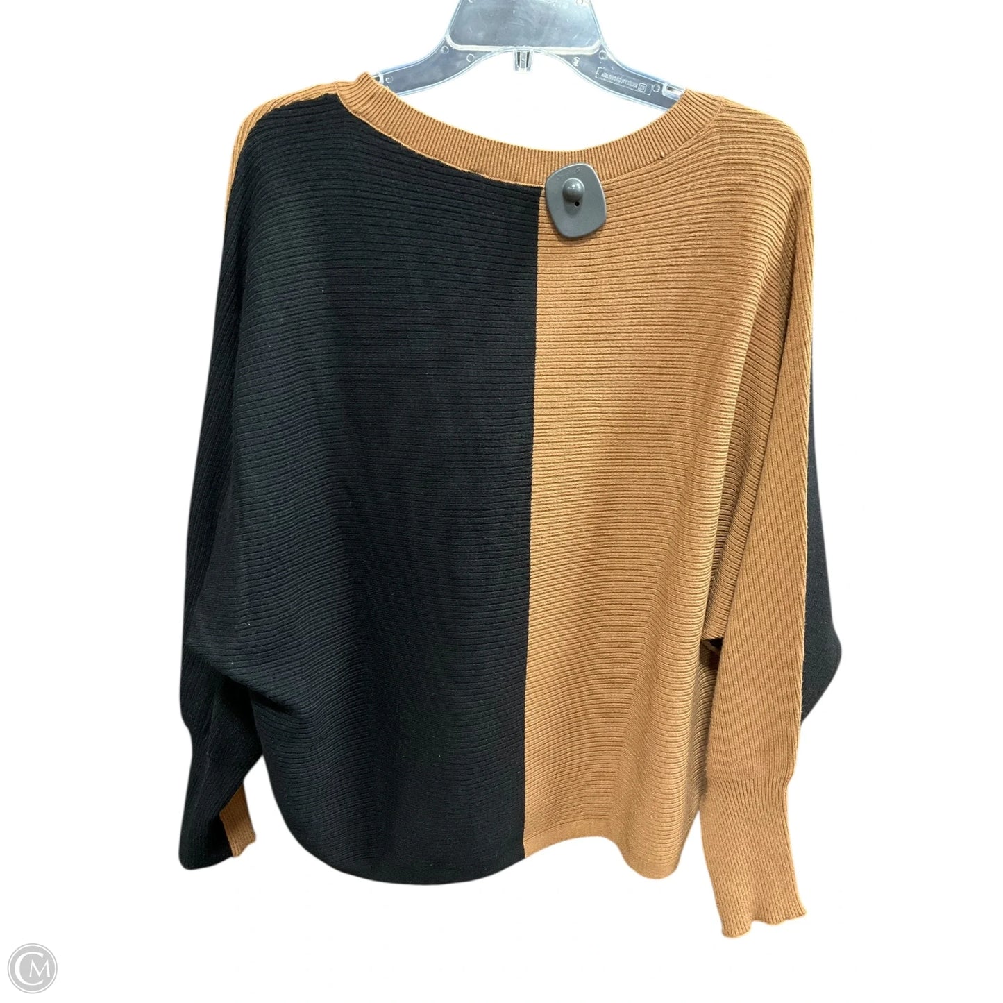 Top Long Sleeve By Cyrus In Black & Tan, Size: L