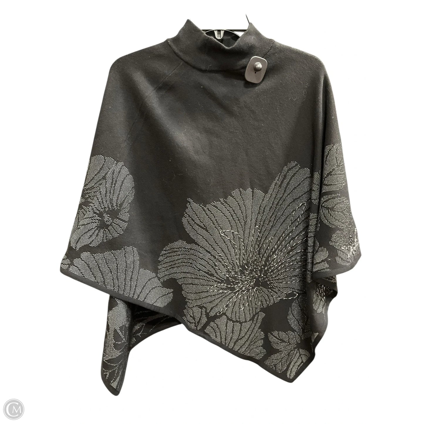 Poncho By Chicos In Black & Grey, Size: S