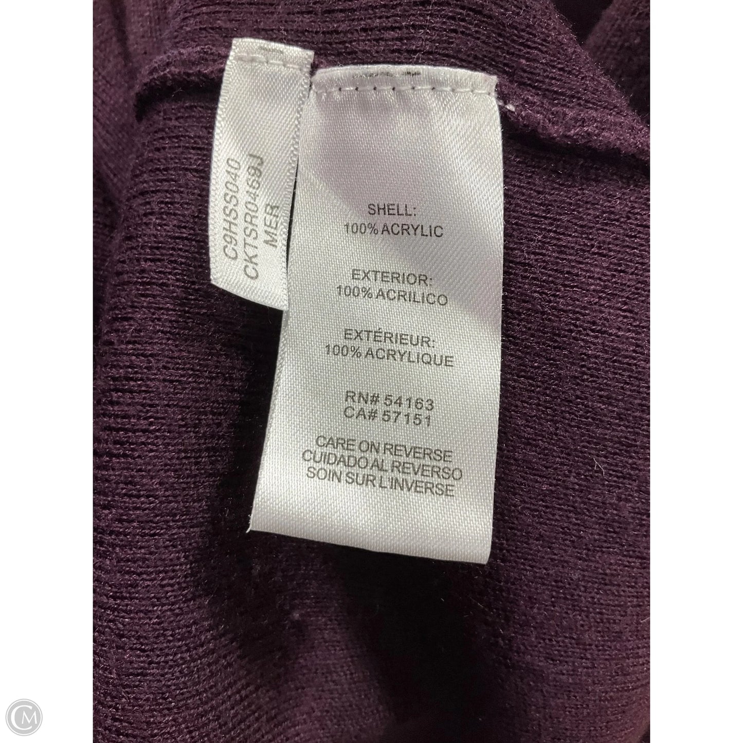 Top Long Sleeve By Calvin Klein In Purple, Size: M