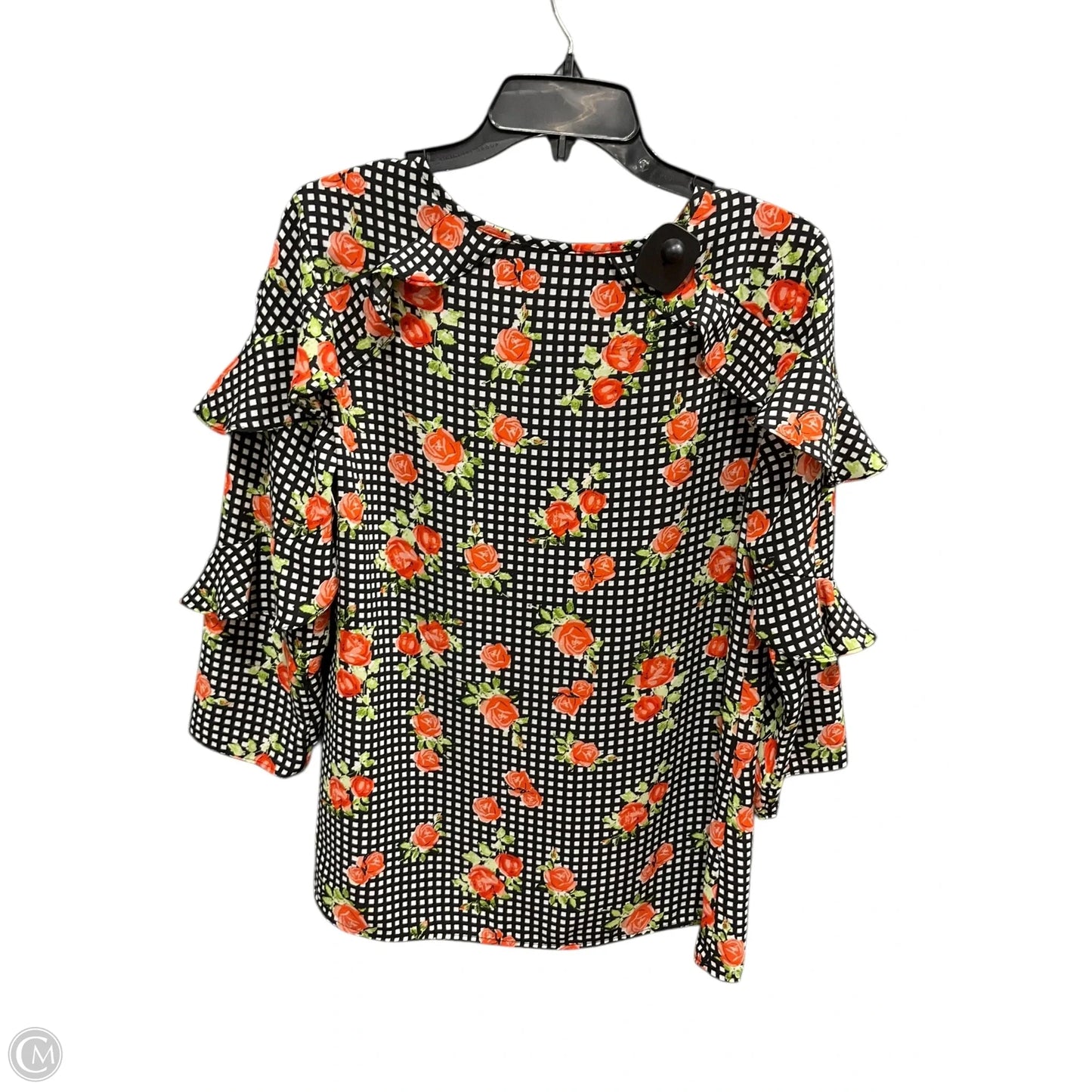 Top Long Sleeve By Notations In Black & Orange, Size: S