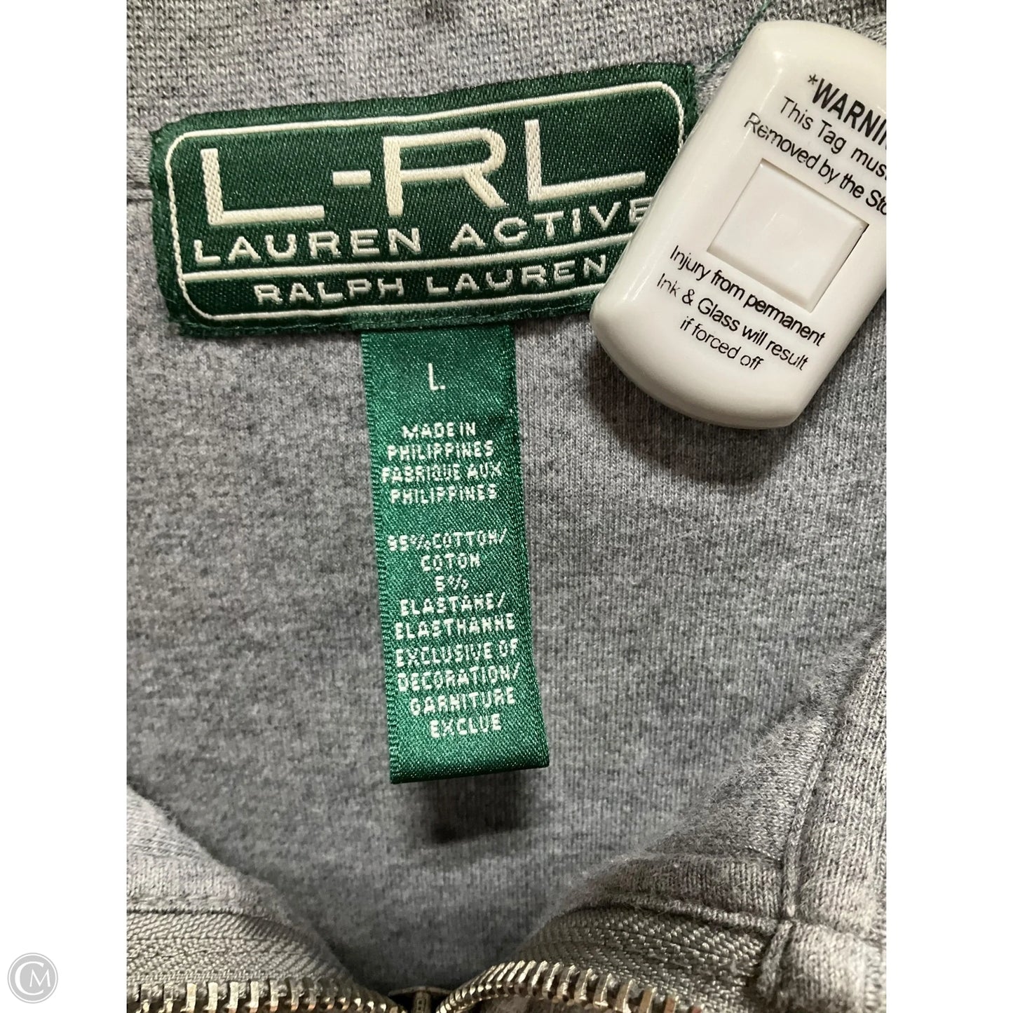 Athletic Jacket By Lauren By Ralph Lauren In Grey, Size: L