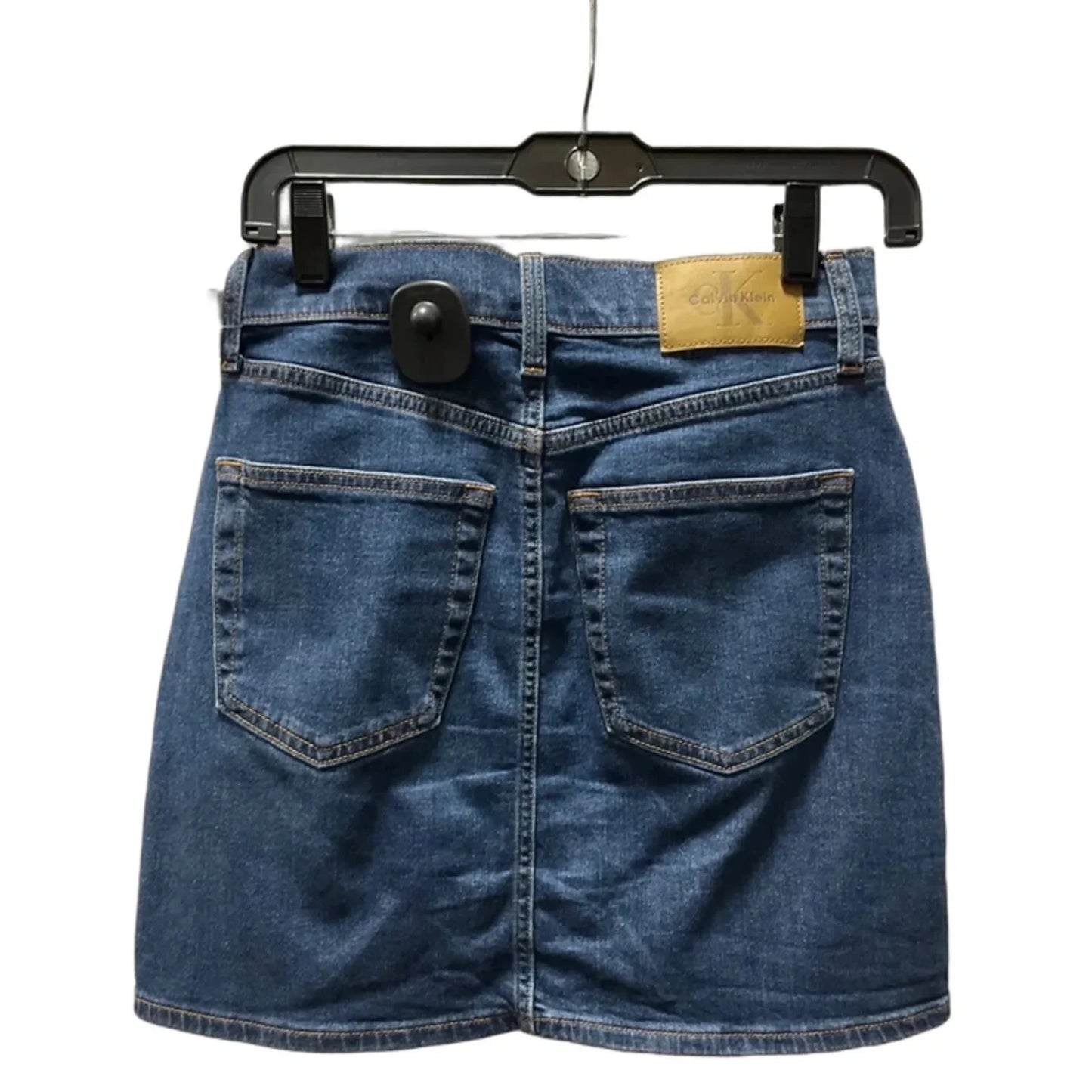 Skirt Mini & Short By Calvin Klein In Blue Denim, Size: 2