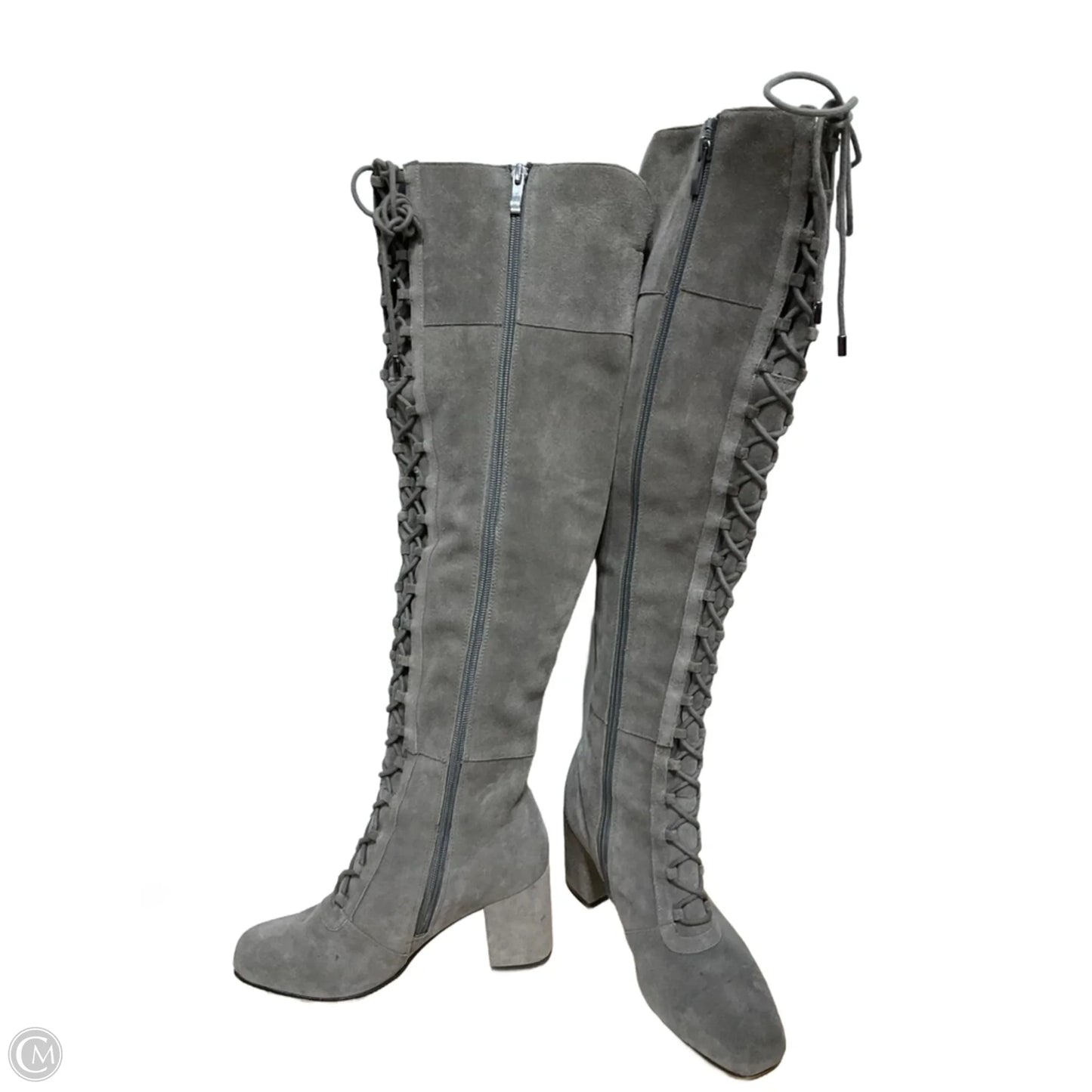 Boots Over-the-knee Heels By Franco Sarto In Grey, Size: 6.5