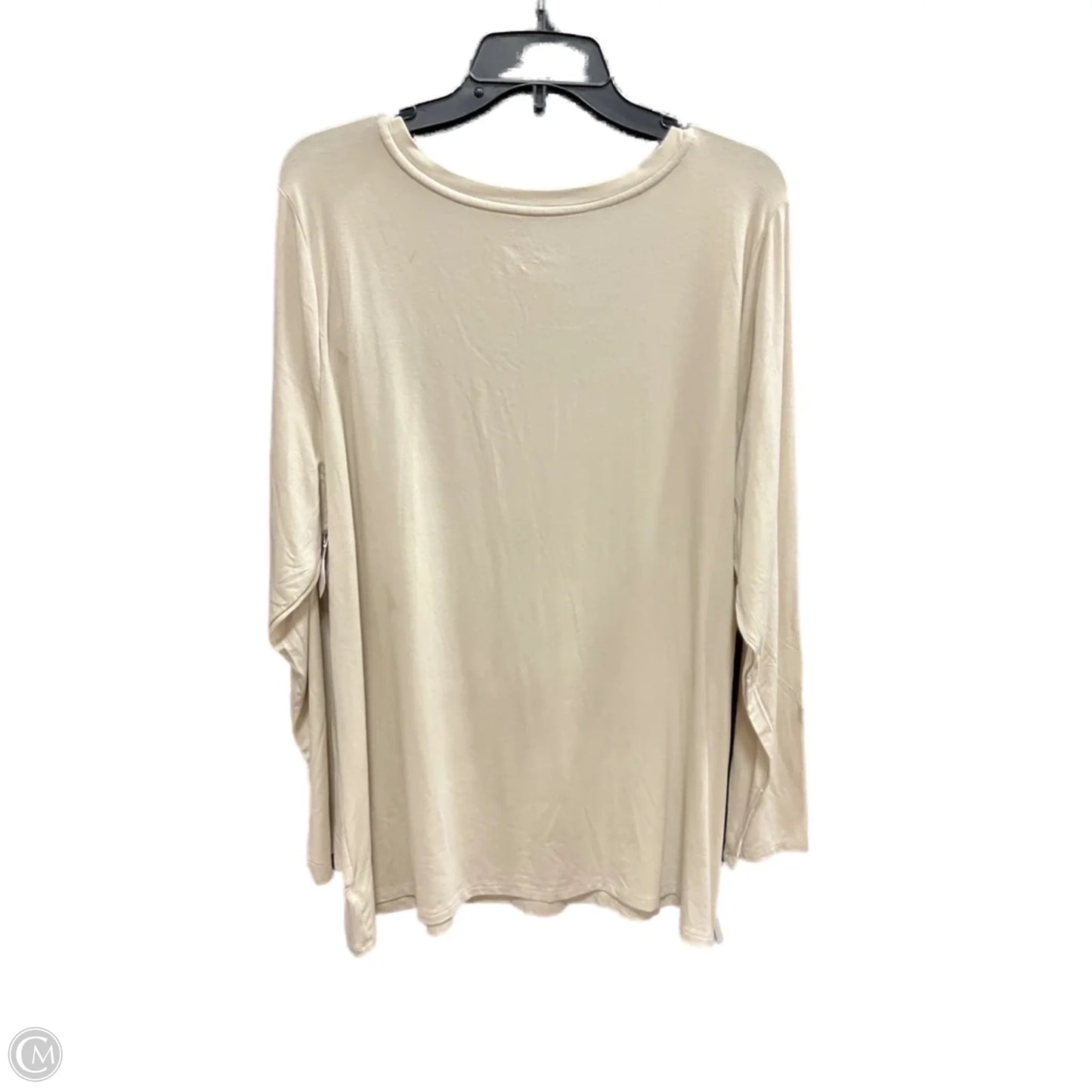 Top Long Sleeve Basic By Ava & Viv In Beige, Size: 2x