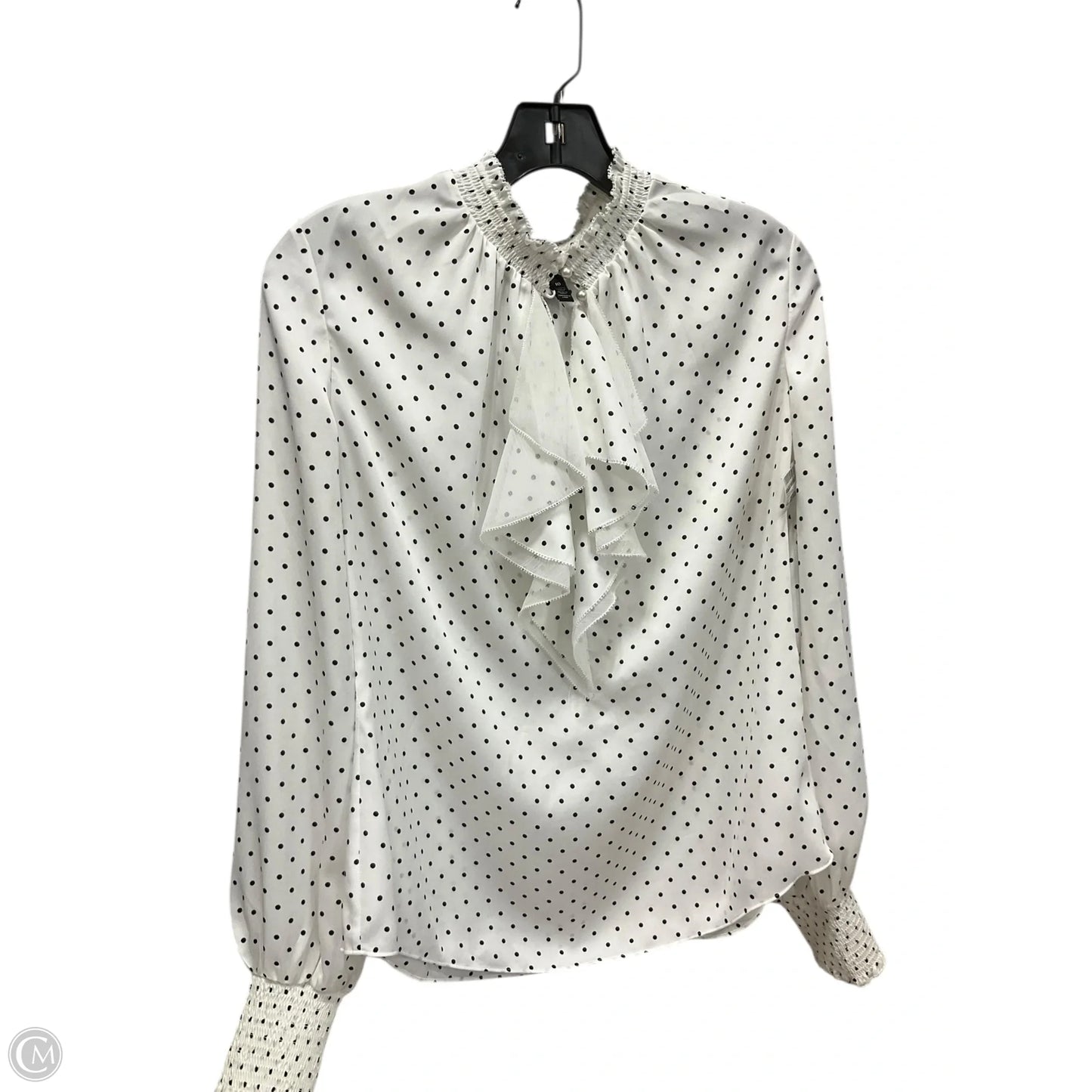 Top Long Sleeve By White House Black Market In Polkadot Pattern, Size: 10