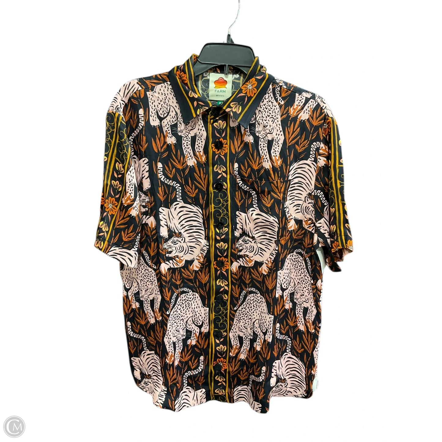 Top Short Sleeve By Farm Rio In Black & Pink, Size: Xs