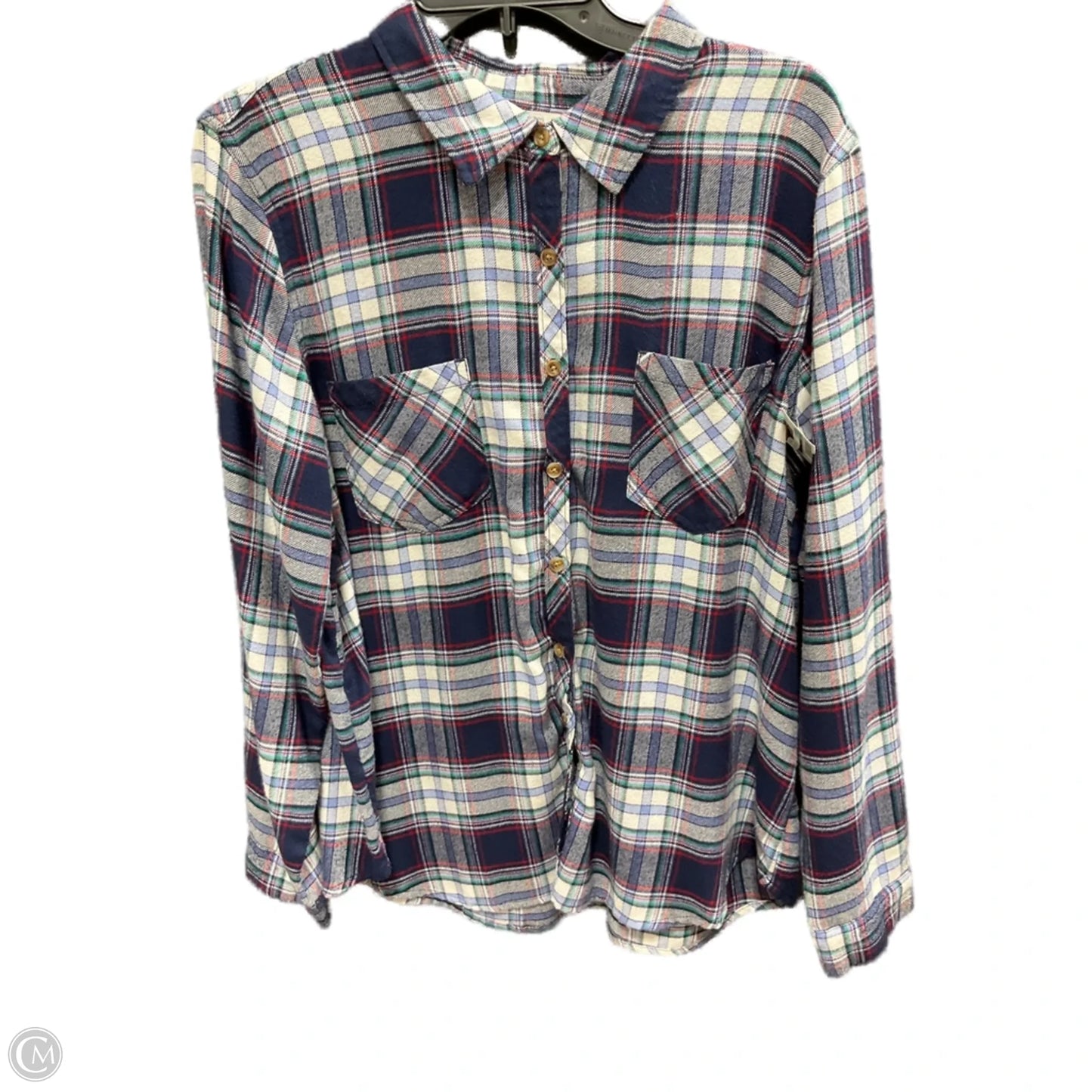 Blouse Long Sleeve By Maurices In Plaid Pattern, Size: Xl