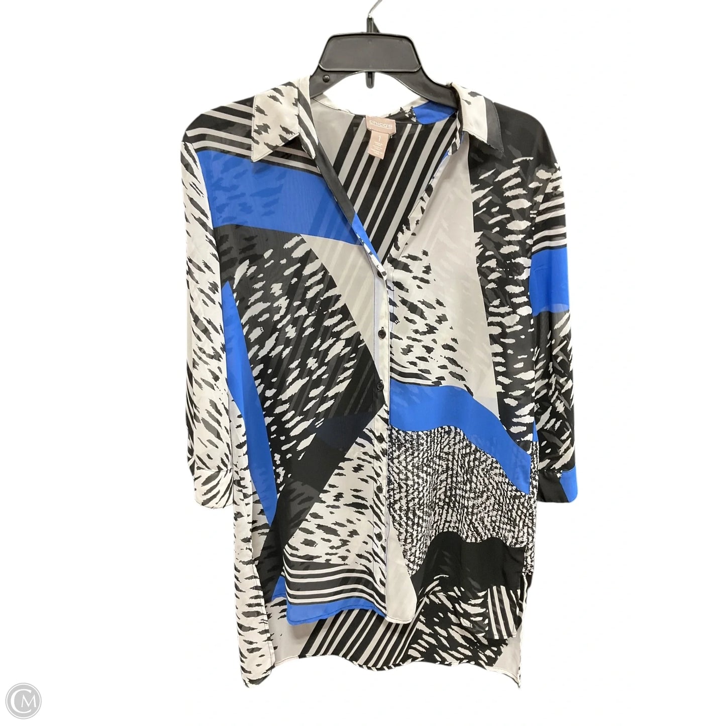 Blouse Long Sleeve By Chicos In Multi-colored, Size: M