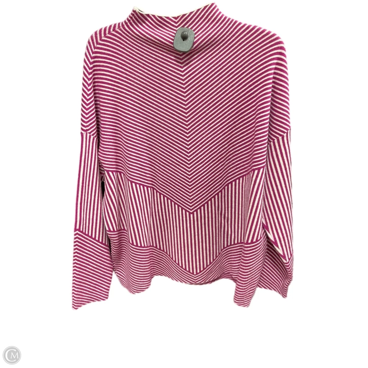 Sweater By Tahari In Pink & White, Size: 1x