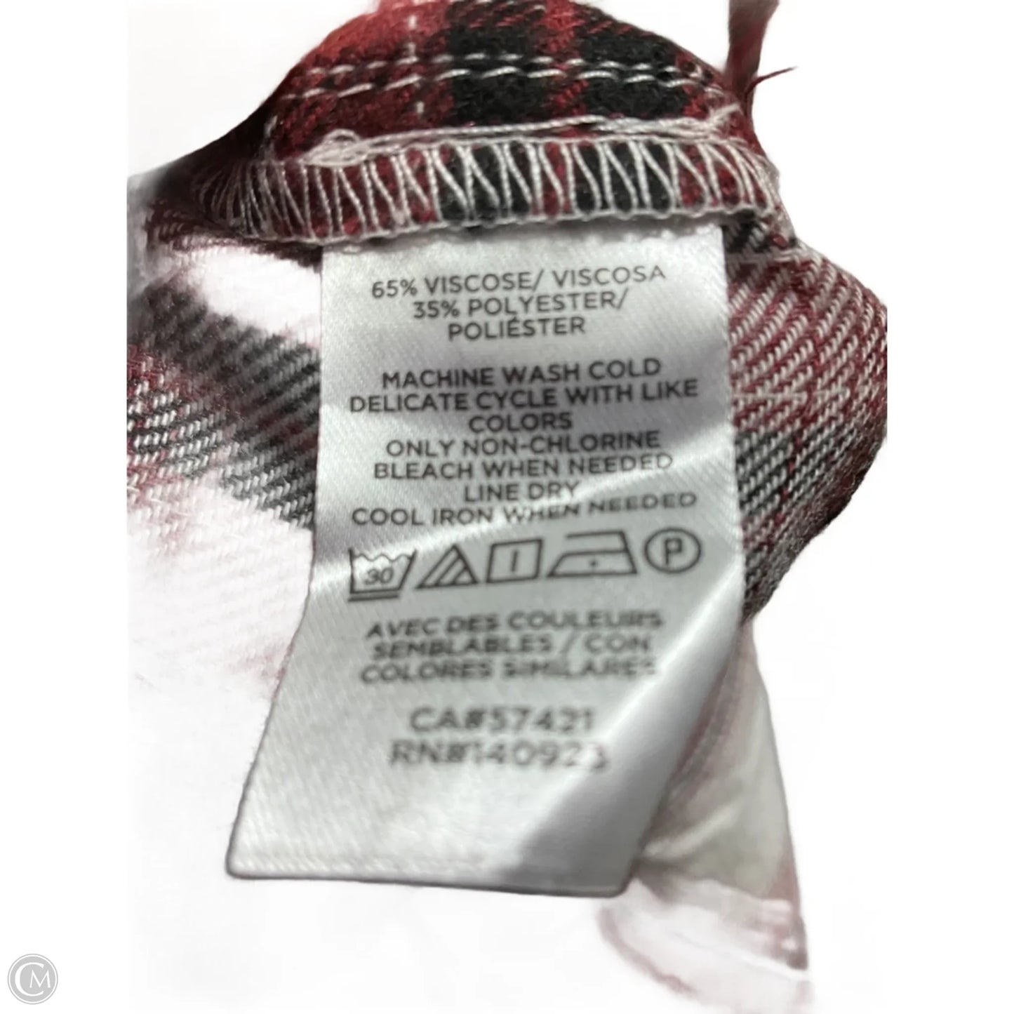 Top Long Sleeve By Loft In Plaid Pattern, Size: M