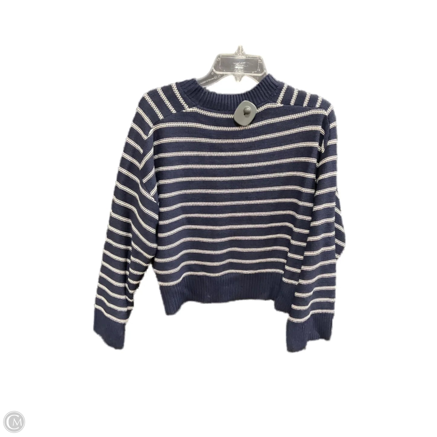 Sweater By Clothes Mentor In Blue & White, Size: L