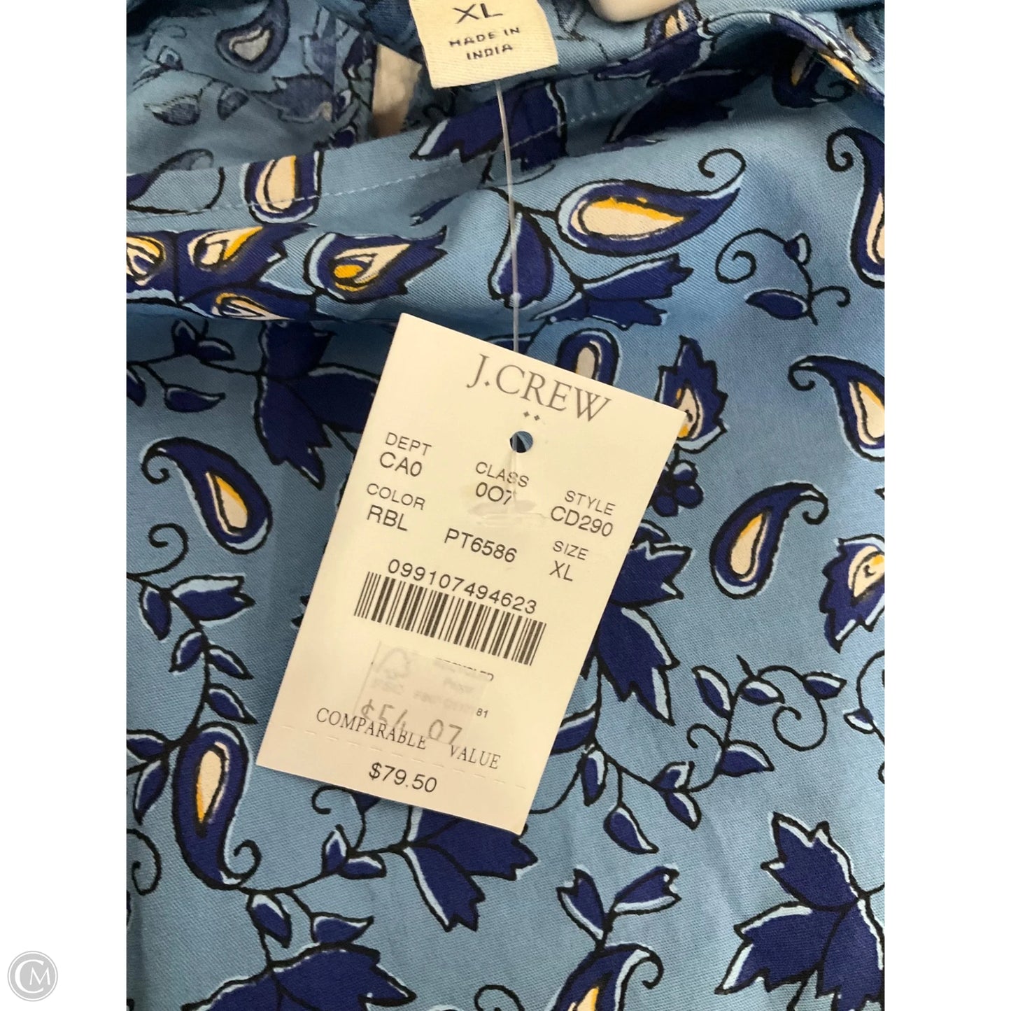 Top Long Sleeve By J. Crew In Blue & White, Size: Xl