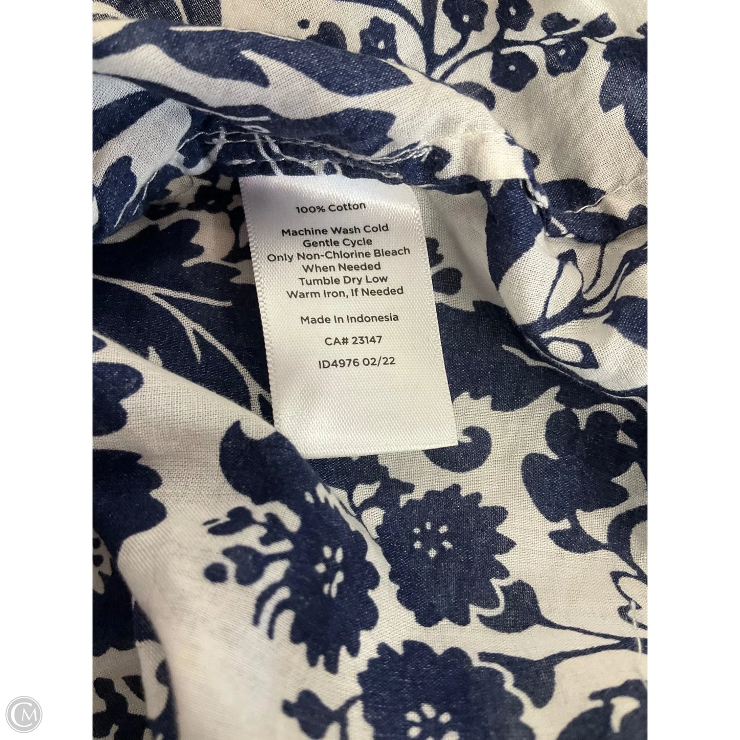 Top 3/4 Sleeve By Talbots In Blue & Cream, Size: S