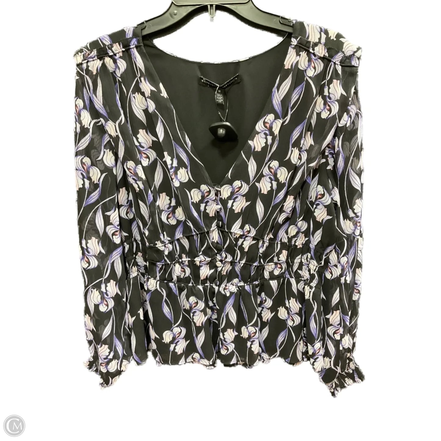 Top Long Sleeve By White House Black Market In Black & Purple, Size: M