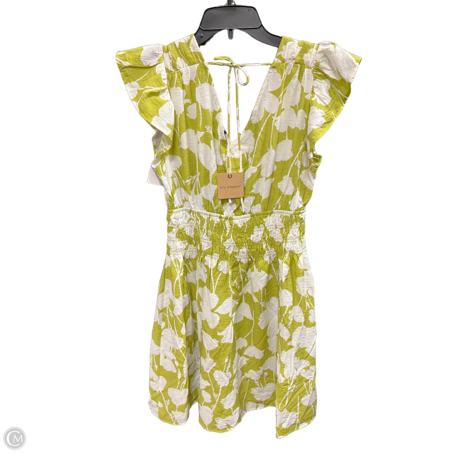 Dress Casual Short By Blu Pepper In Green & White, Size: M