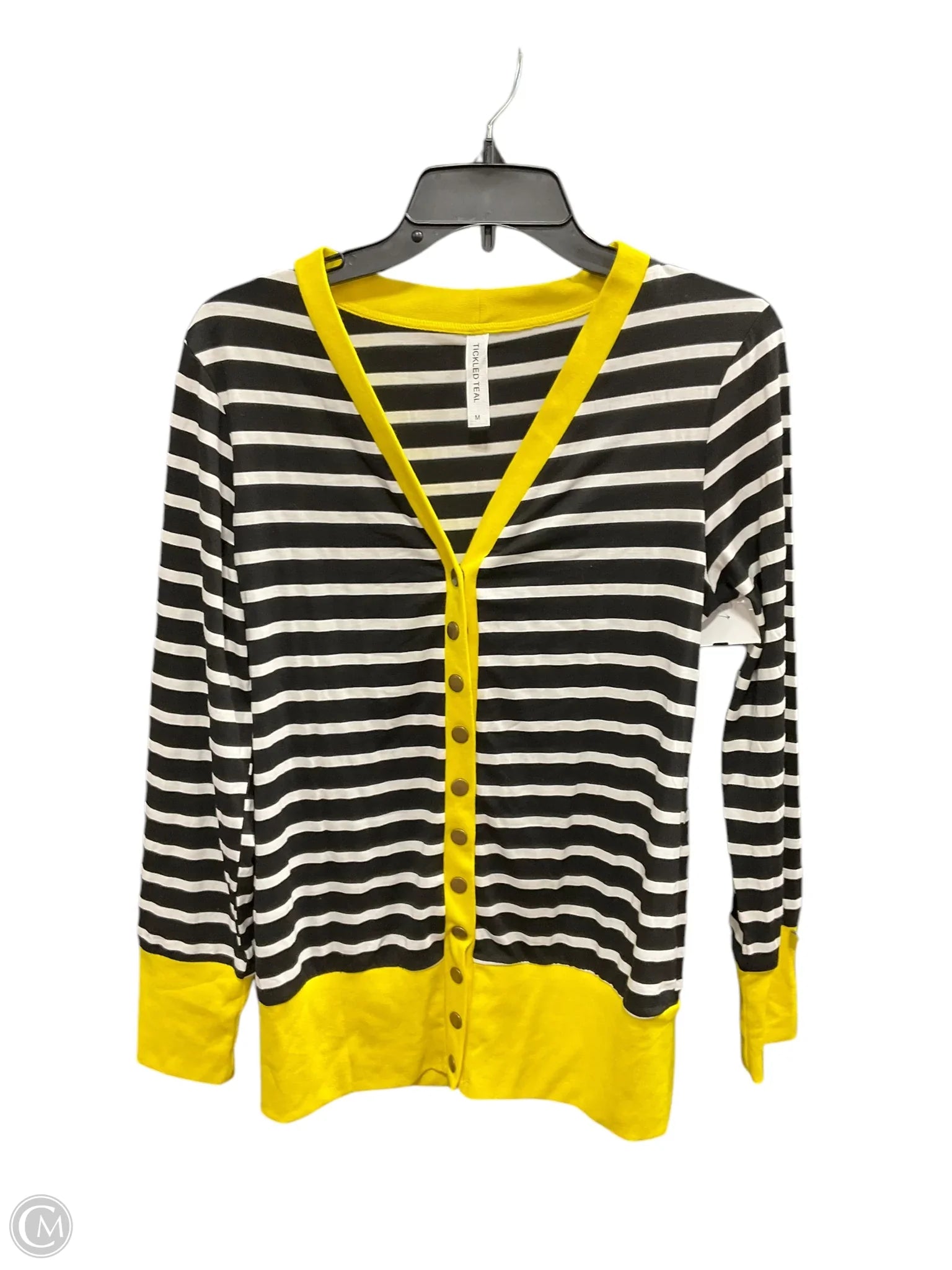 Cardigan By Tickled Teal In Black Yellow, Size: M – Clothes