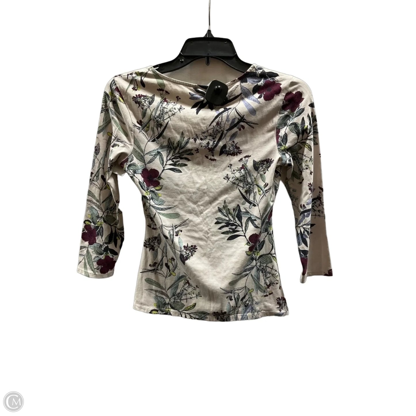 Top 3/4 Sleeve By Guess In Floral Print, Size: S