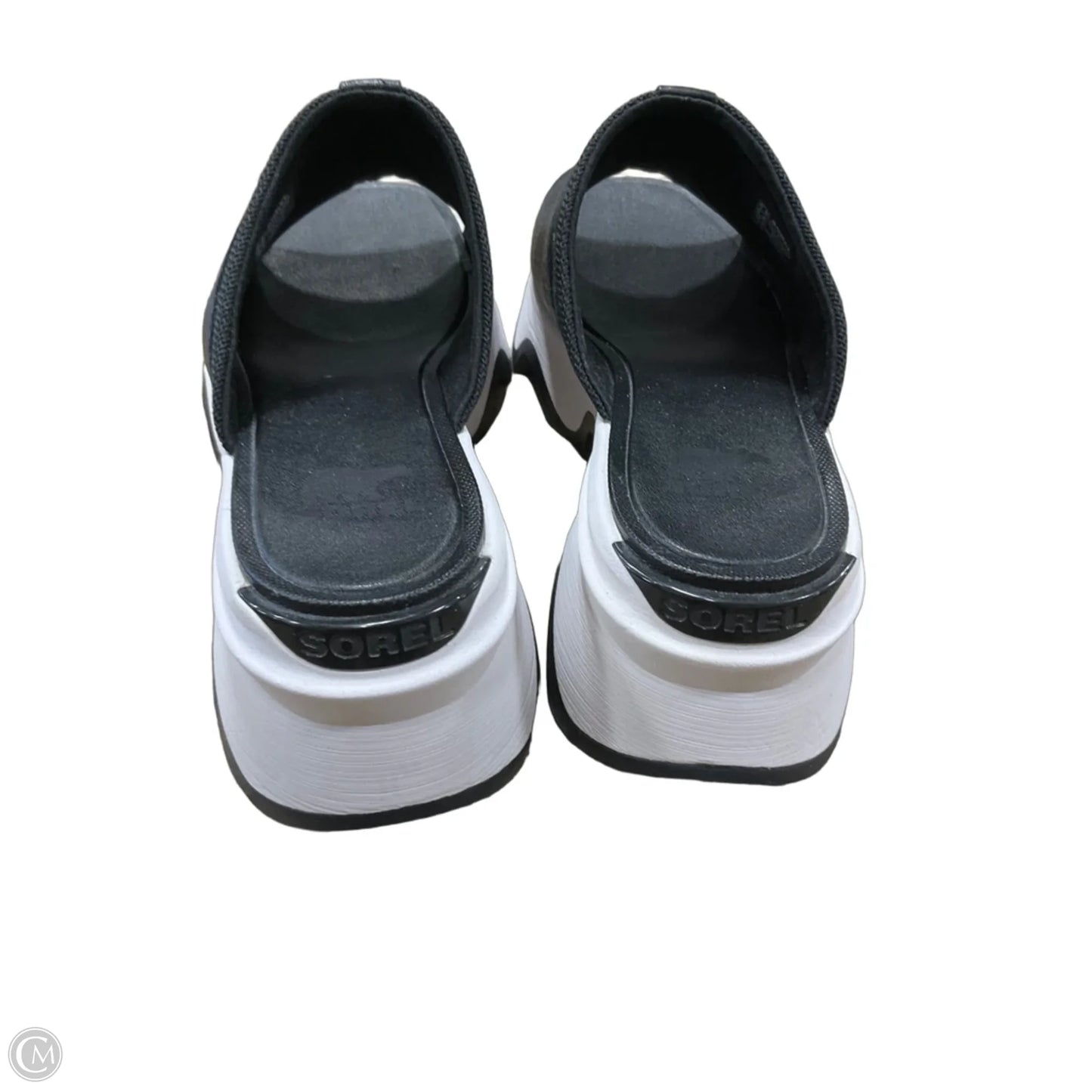 Sandals Heels Platform By Sorel In Black & White, Size: 8.5