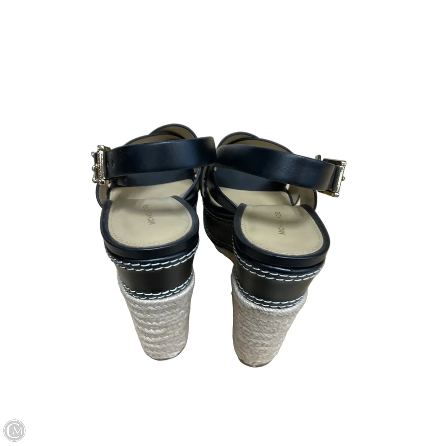 Sandals Heels Wedge By Michael Kors In Black & Cream, Size: 8.5