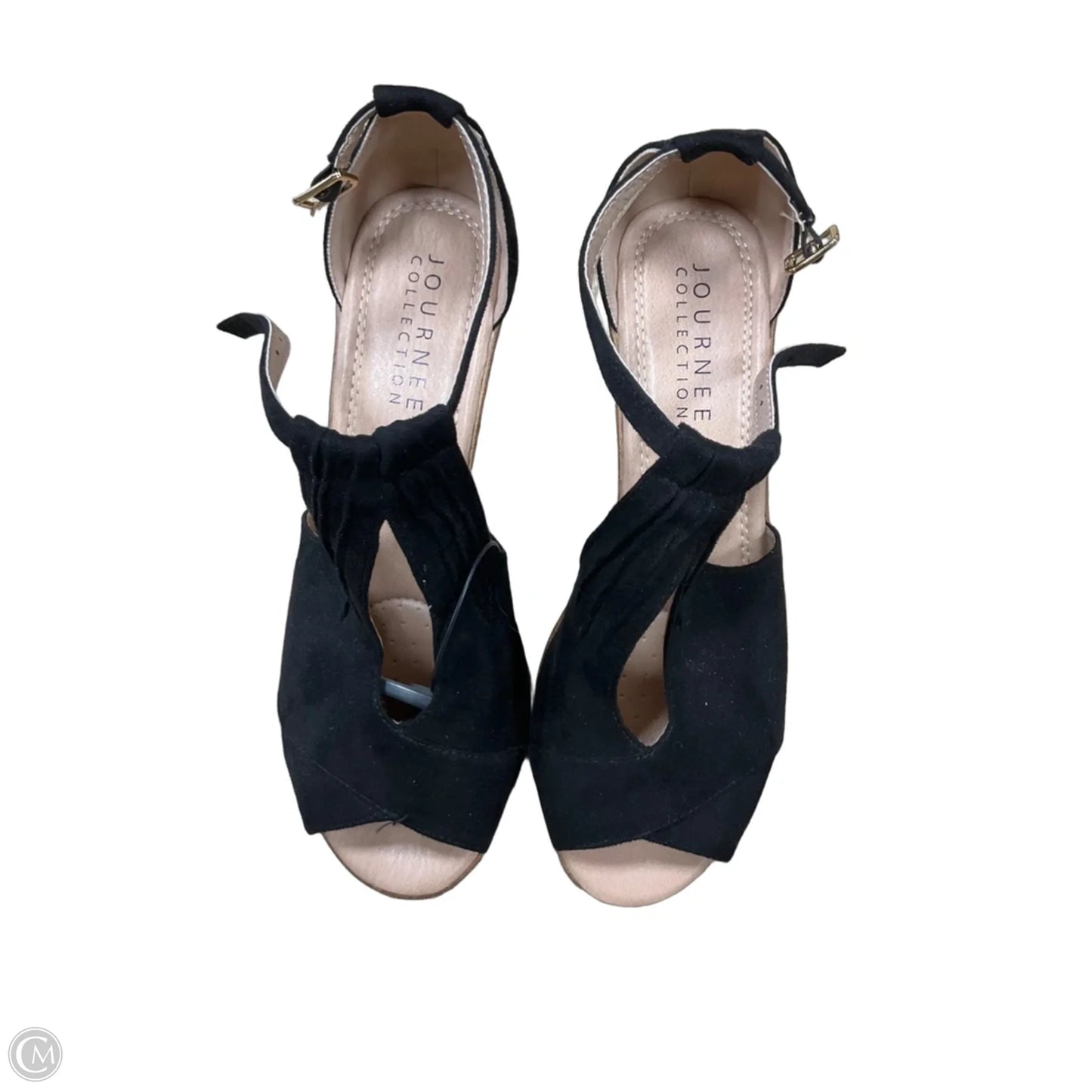 Shoes Heels Wedge By Journee In Black & Cream, Size: 10
