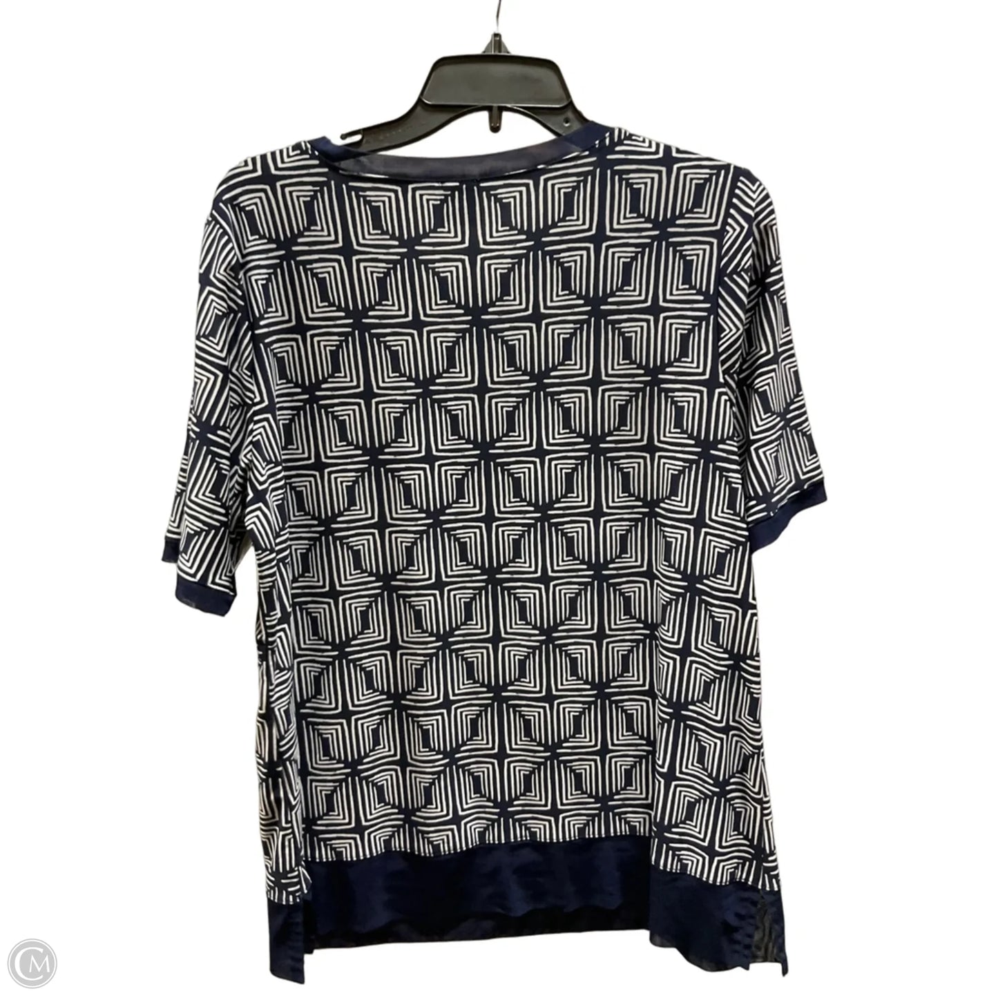 Top Short Sleeve By Anne Klein In Blue & White, Size: L