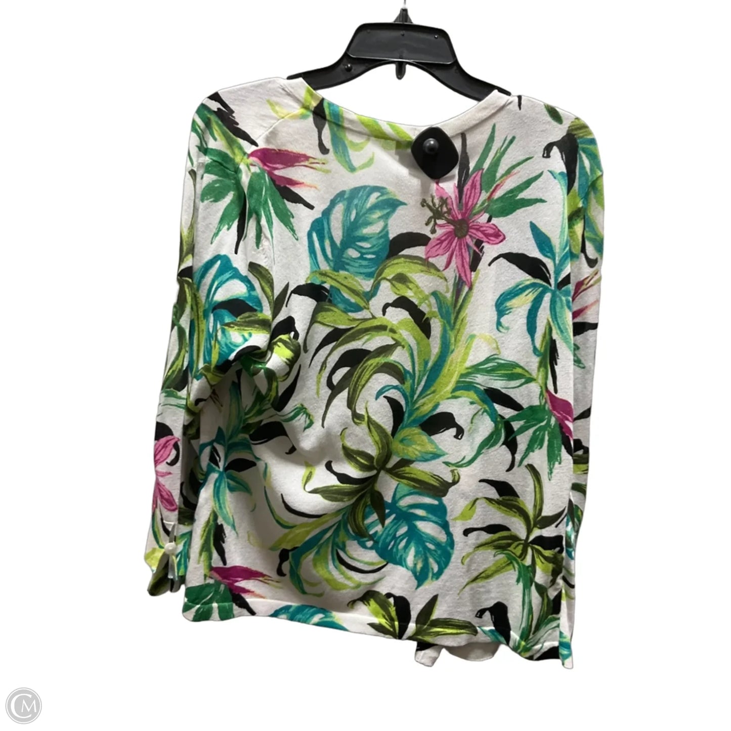 Cardigan By Chicos In Floral Print, Size: M