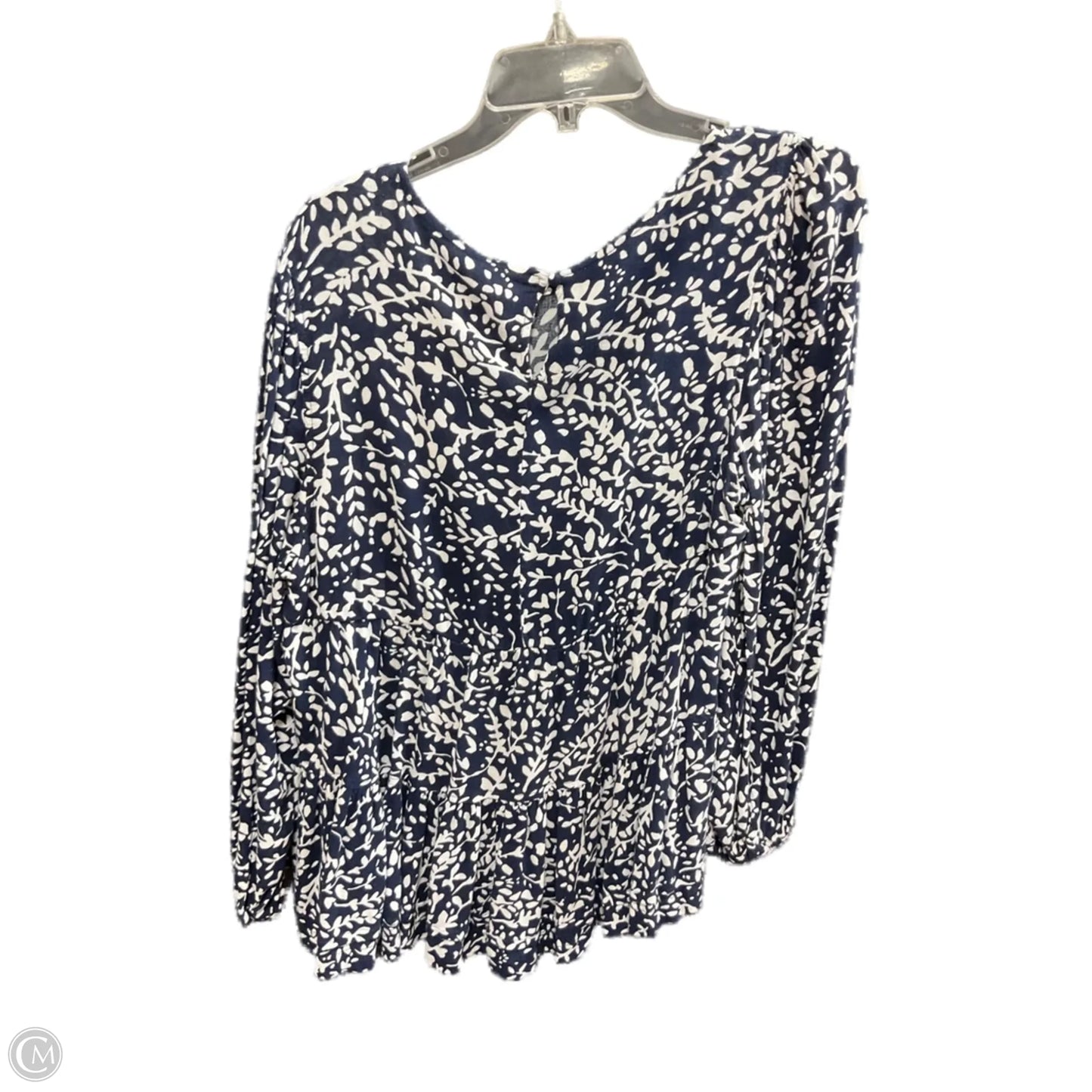 Top Long Sleeve By Time And Tru In Blue & White, Size: L