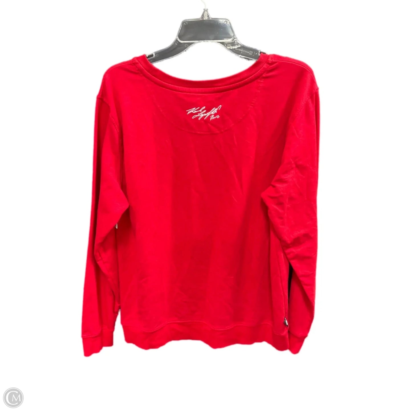 Top Long Sleeve Designer By Karl Lagerfeld In Red & Silver, Size: L