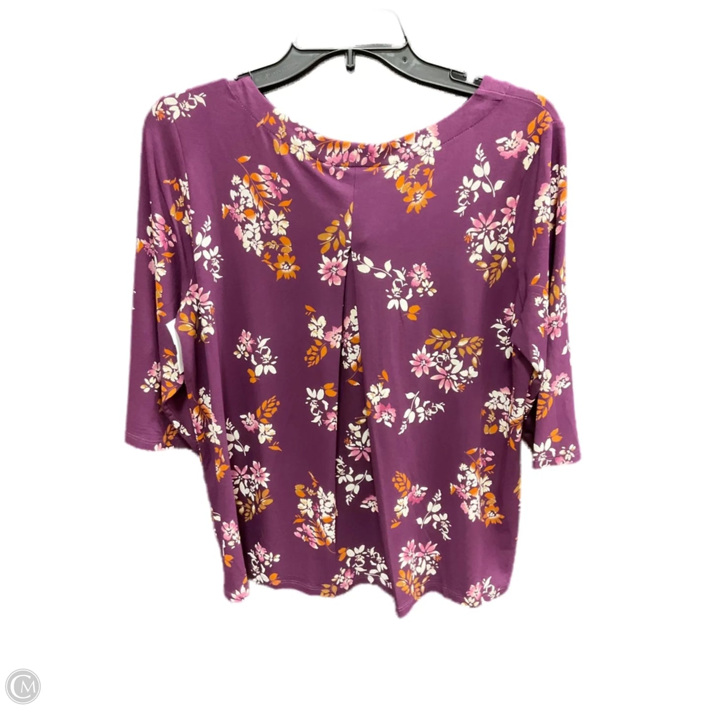 Top 3/4 Sleeve Basic By J. Jill In Floral Print, Size: Mp