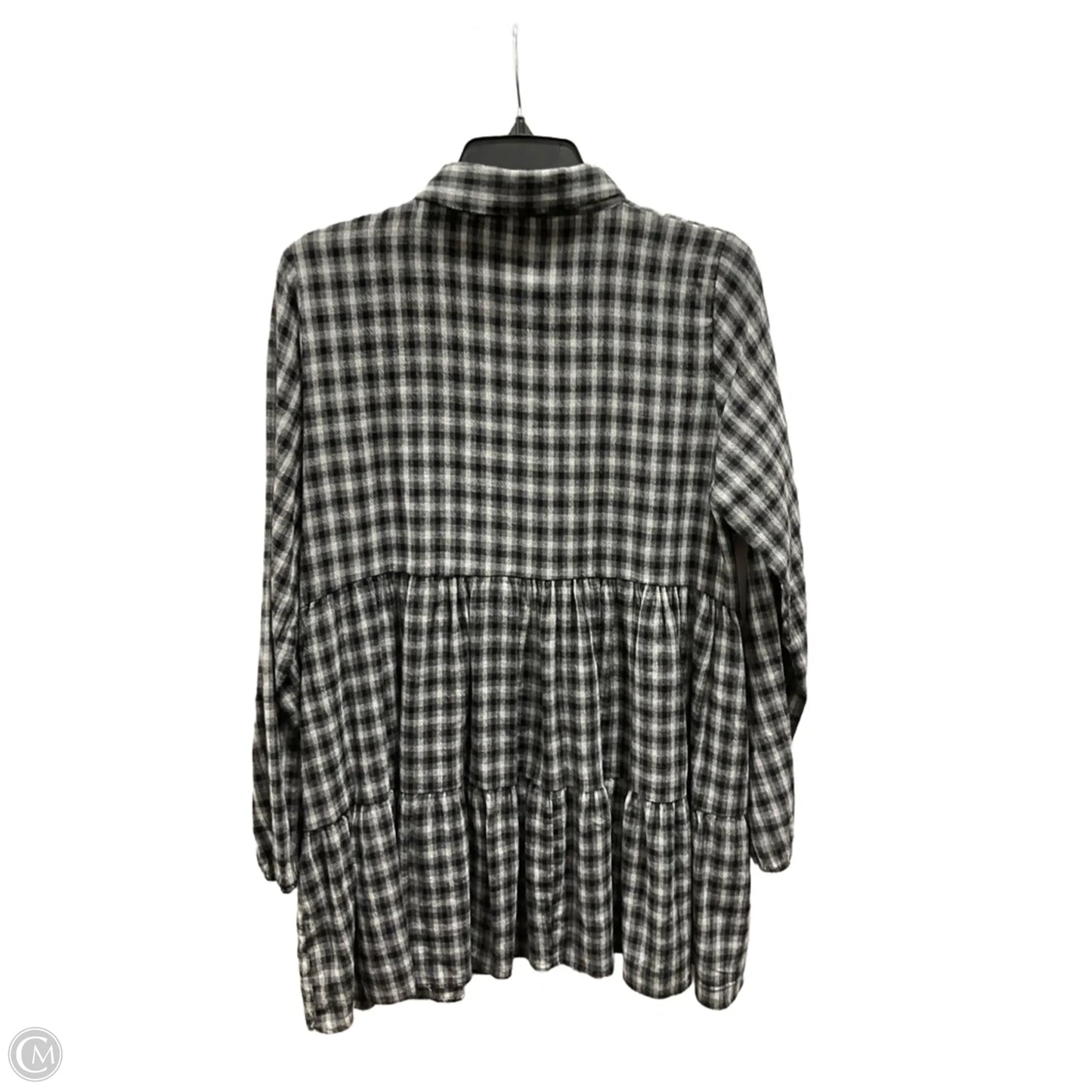 Top Long Sleeve By Zara In Plaid Pattern, Size: M