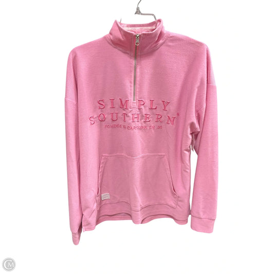 Athletic Top Long Sleeve Collar By Simply Southern In Pink, Size: S