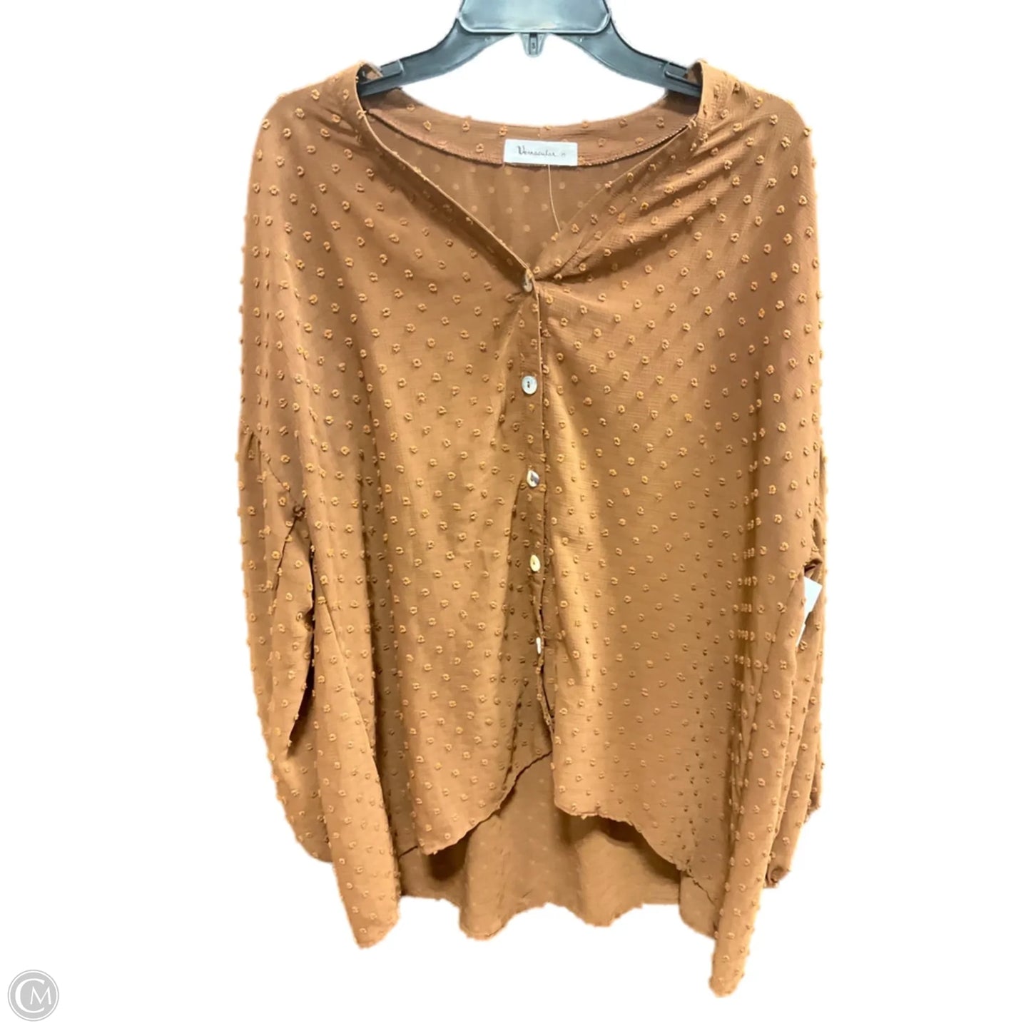 Top Long Sleeve By Cmc In Brown, Size: M