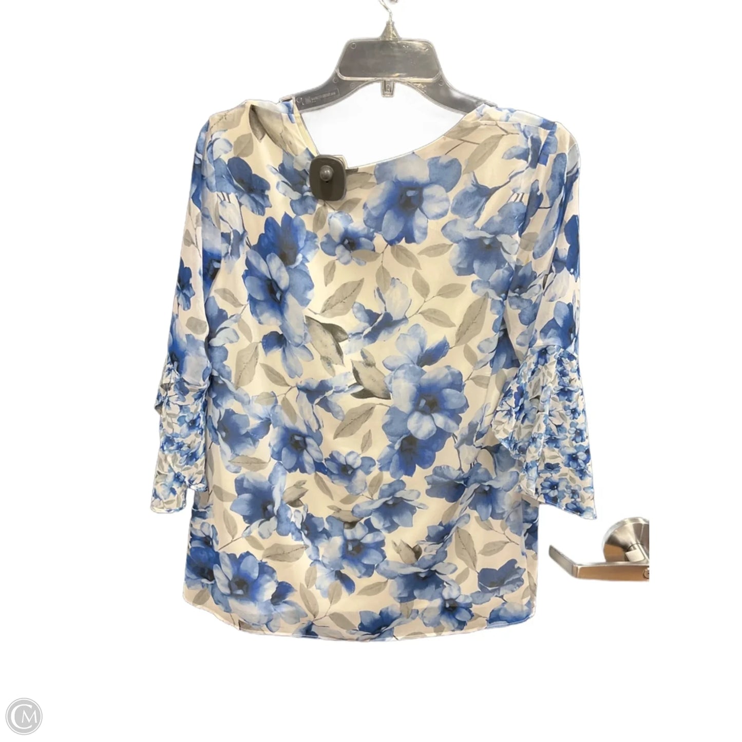 Top 2pc 3/4 Sleeve By Calvin Klein In Blue & White, Size: S