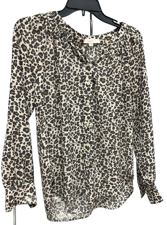 Top Long Sleeve By Loft In Animal Print, Size: Xs